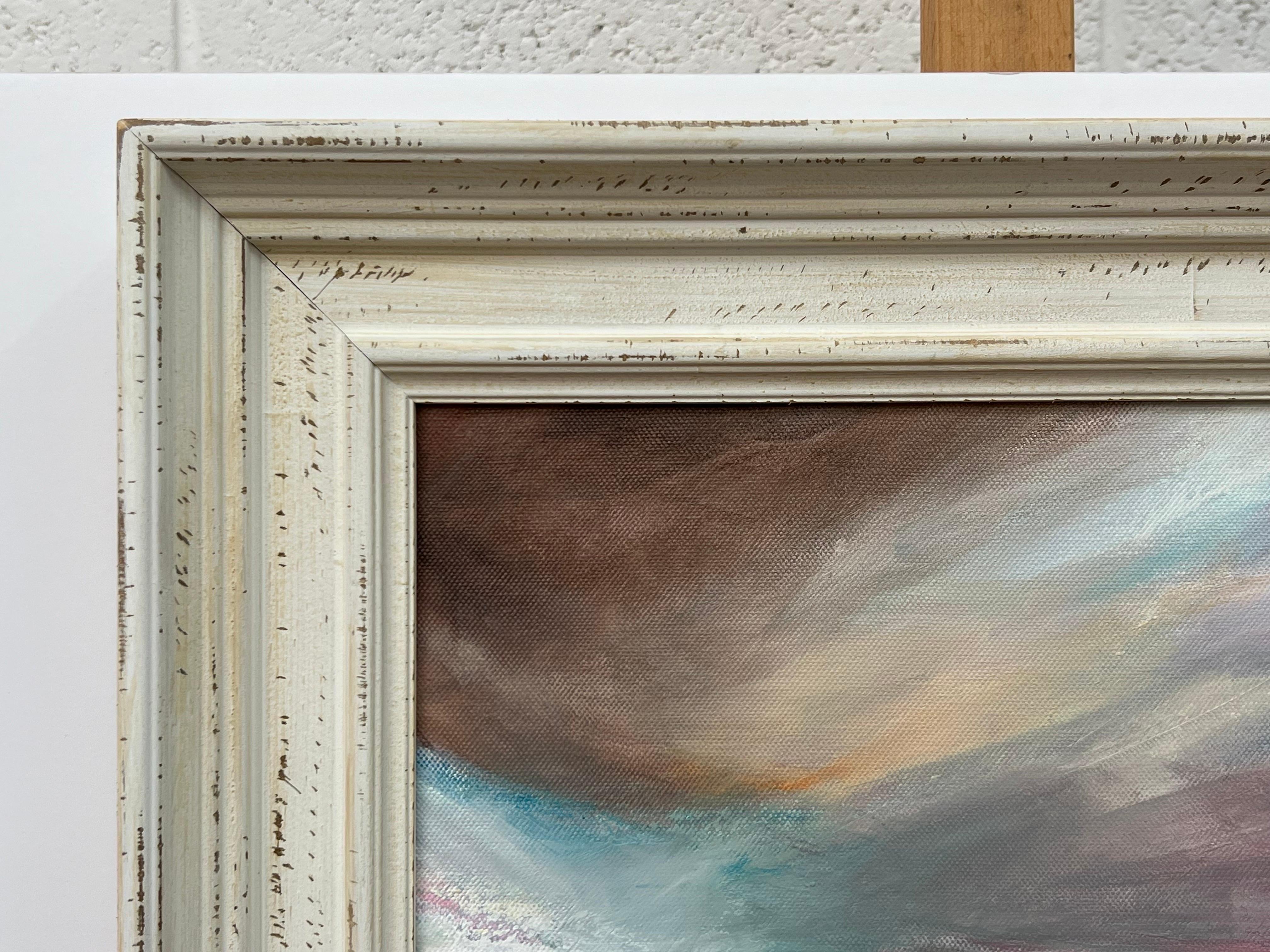 Atmosferico paesaggio marino rosso e blu realizzato da un artista inglese contemporaneo in vendita 3