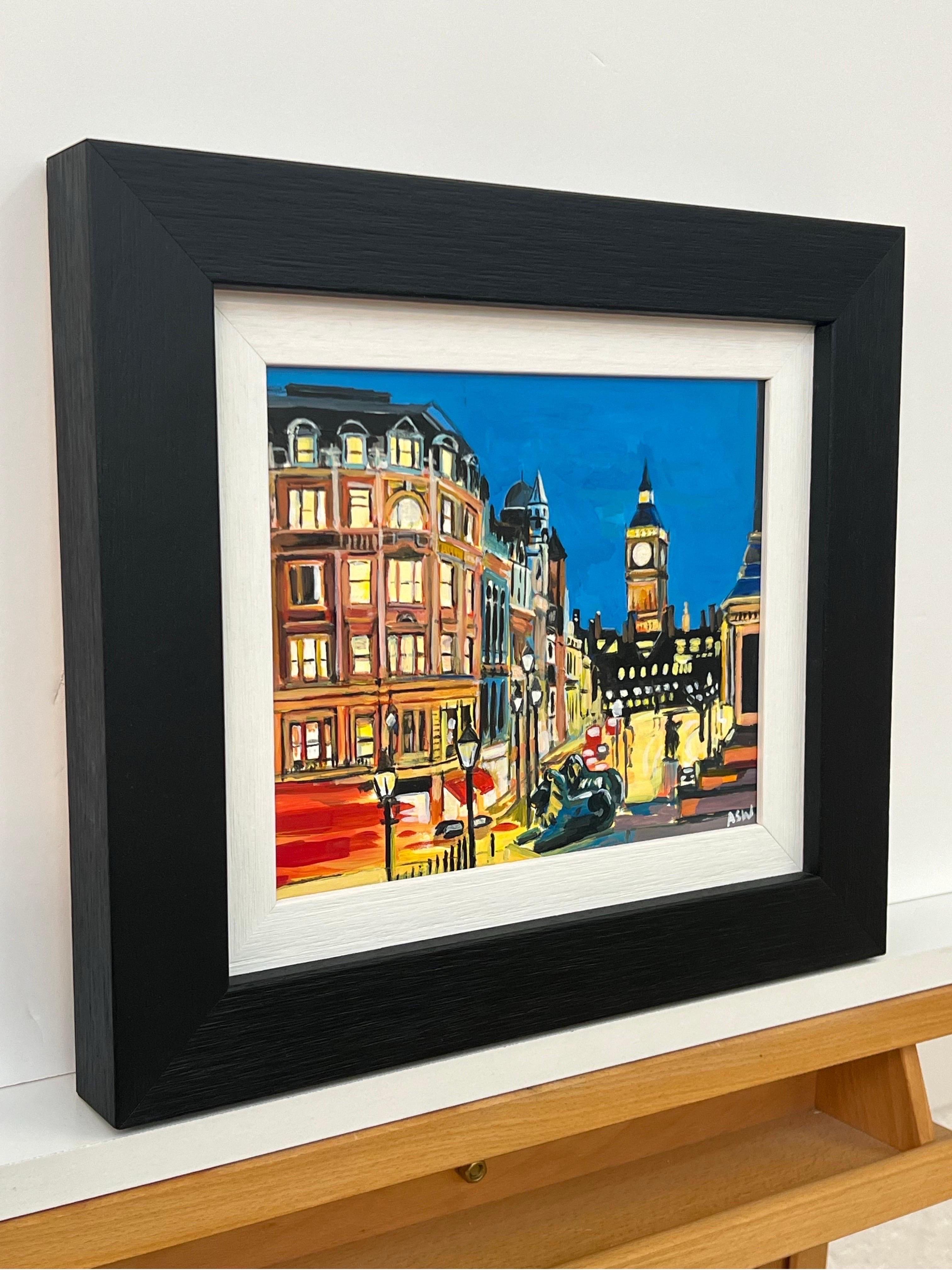 Big Ben from Trafalgar Square in London a Miniature Study by Contemporary Artist - Painting by Angela Wakefield