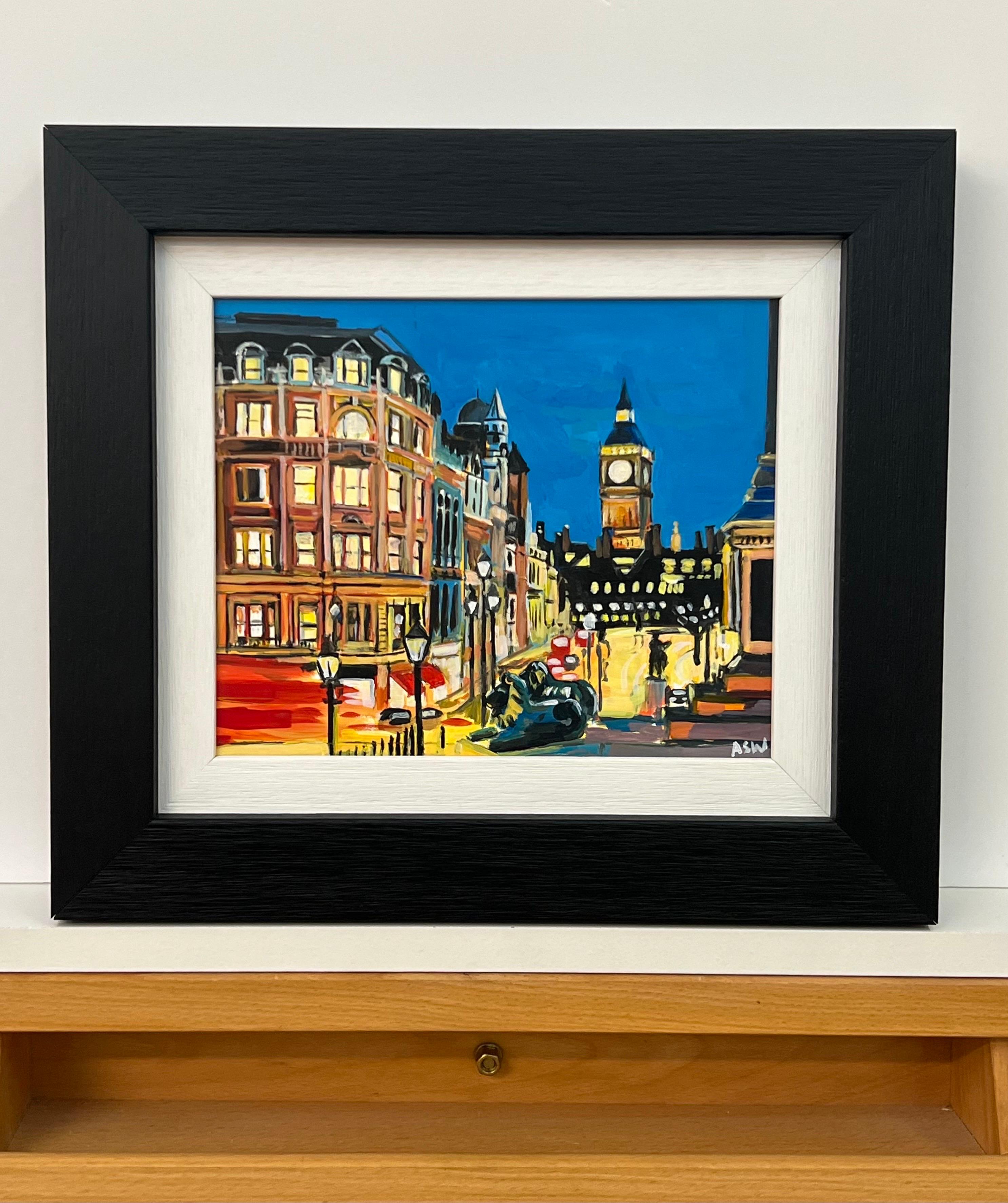 Il Ben da Trafalgar Square a Londra: uno studio in miniatura di un artista contemporaneo - Painting Contemporaneo di Angela Wakefield