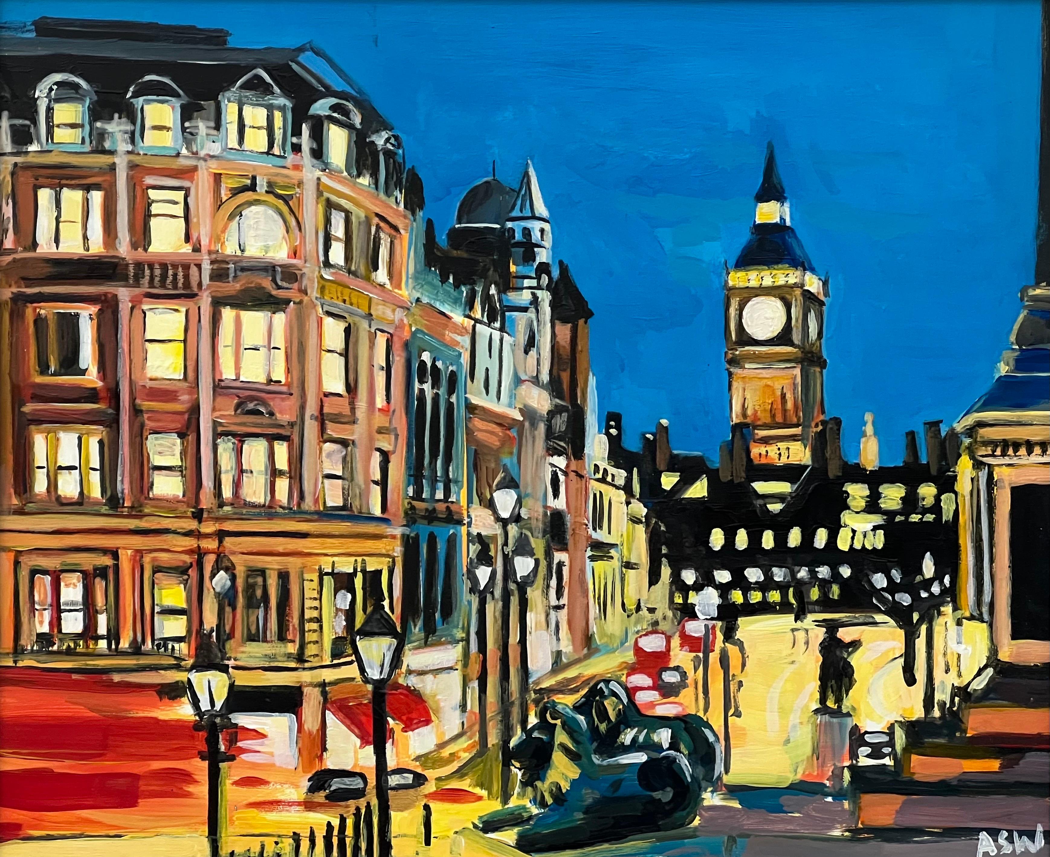 Big Ben from Trafalgar Square in London a Miniature Study by Contemporary Artist For Sale 6