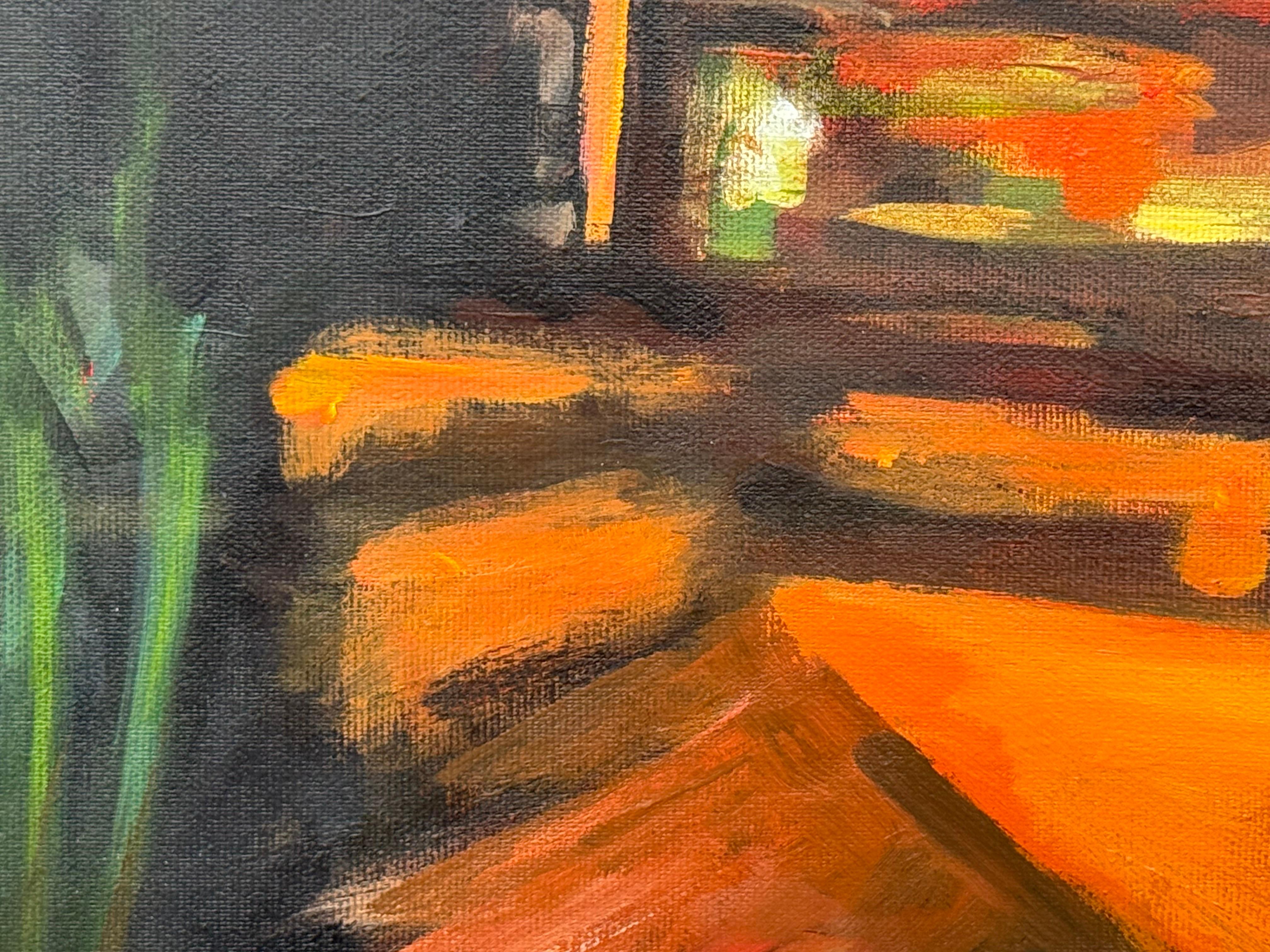 Black & Orange Abstract Expressionist Painting by Leading British Urban Artist For Sale 11