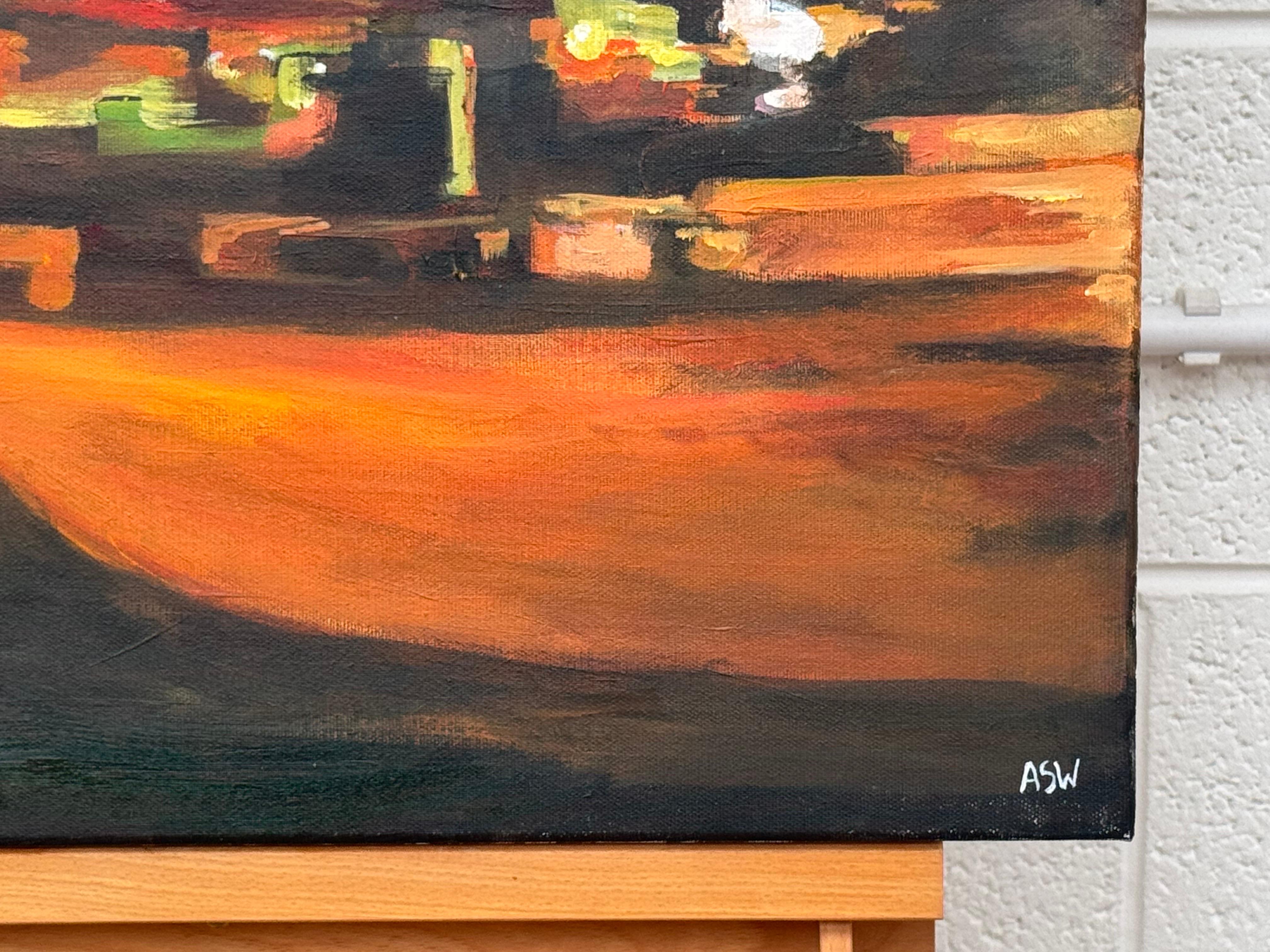 Black & Orange Abstract Expressionist Painting by Leading British Urban Artist For Sale 3