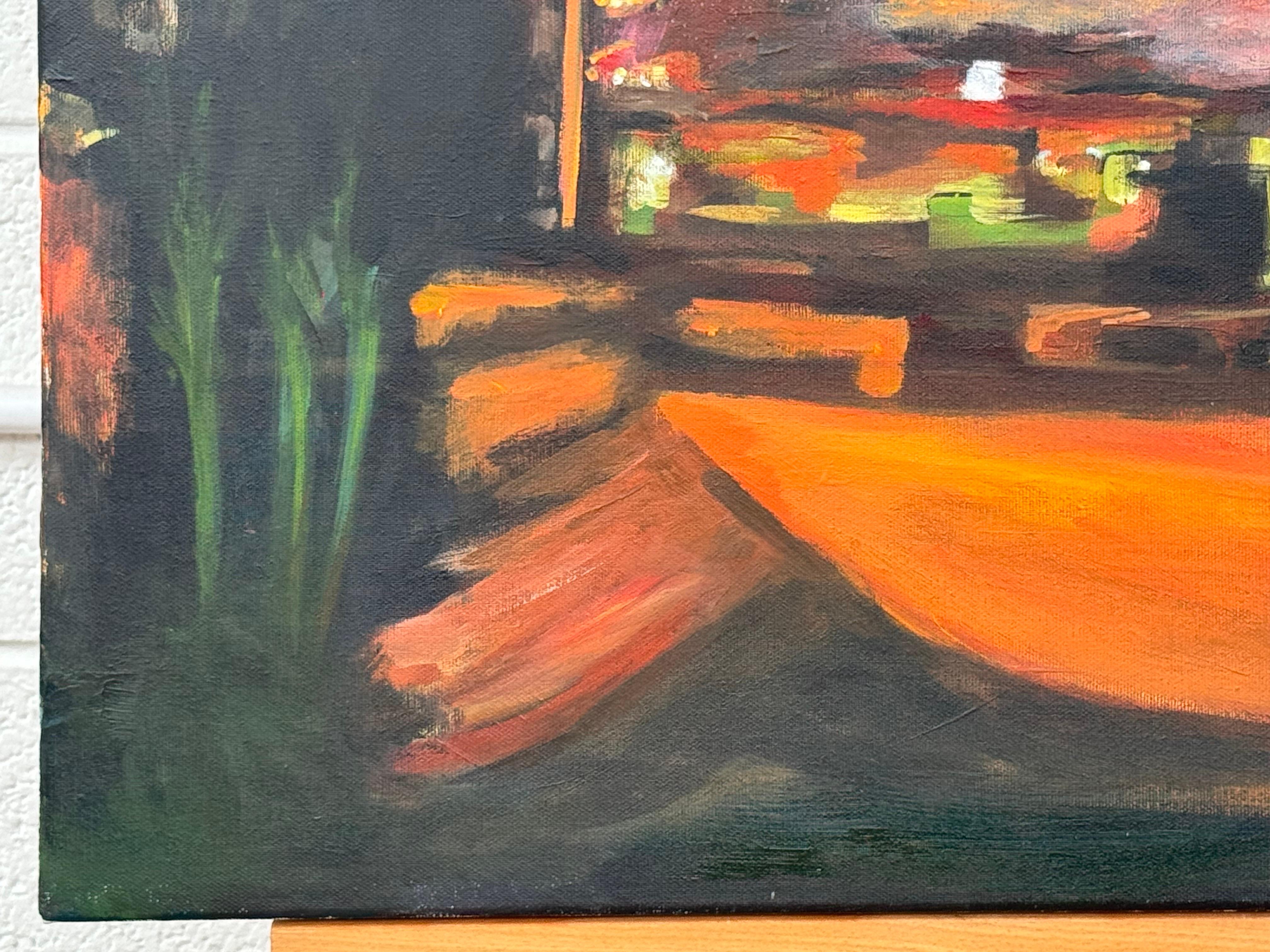 Black & Orange Abstract Expressionist Painting by Leading British Urban Artist For Sale 4