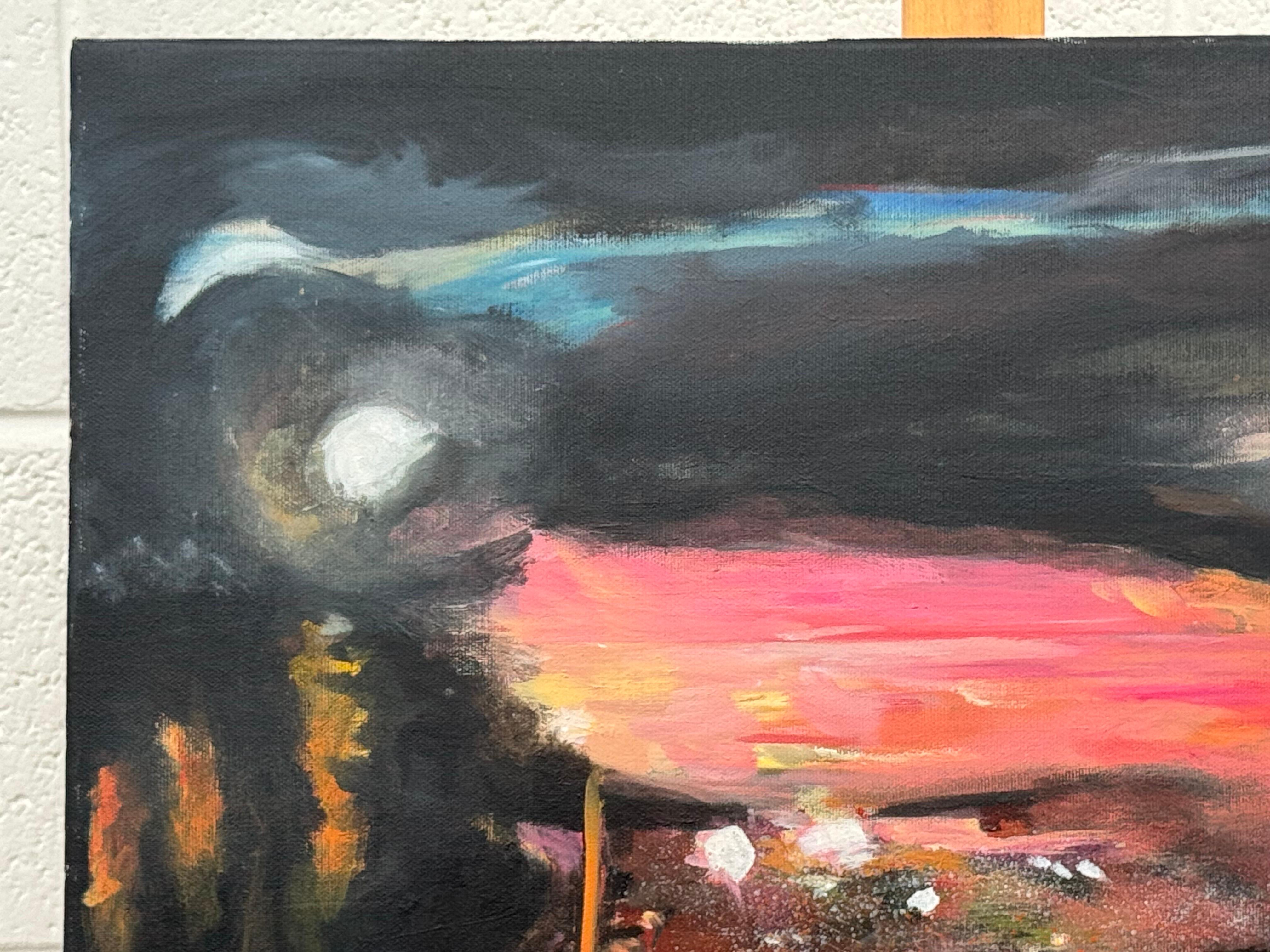 Black & Orange Abstract Expressionist Painting by Leading British Urban Artist For Sale 5