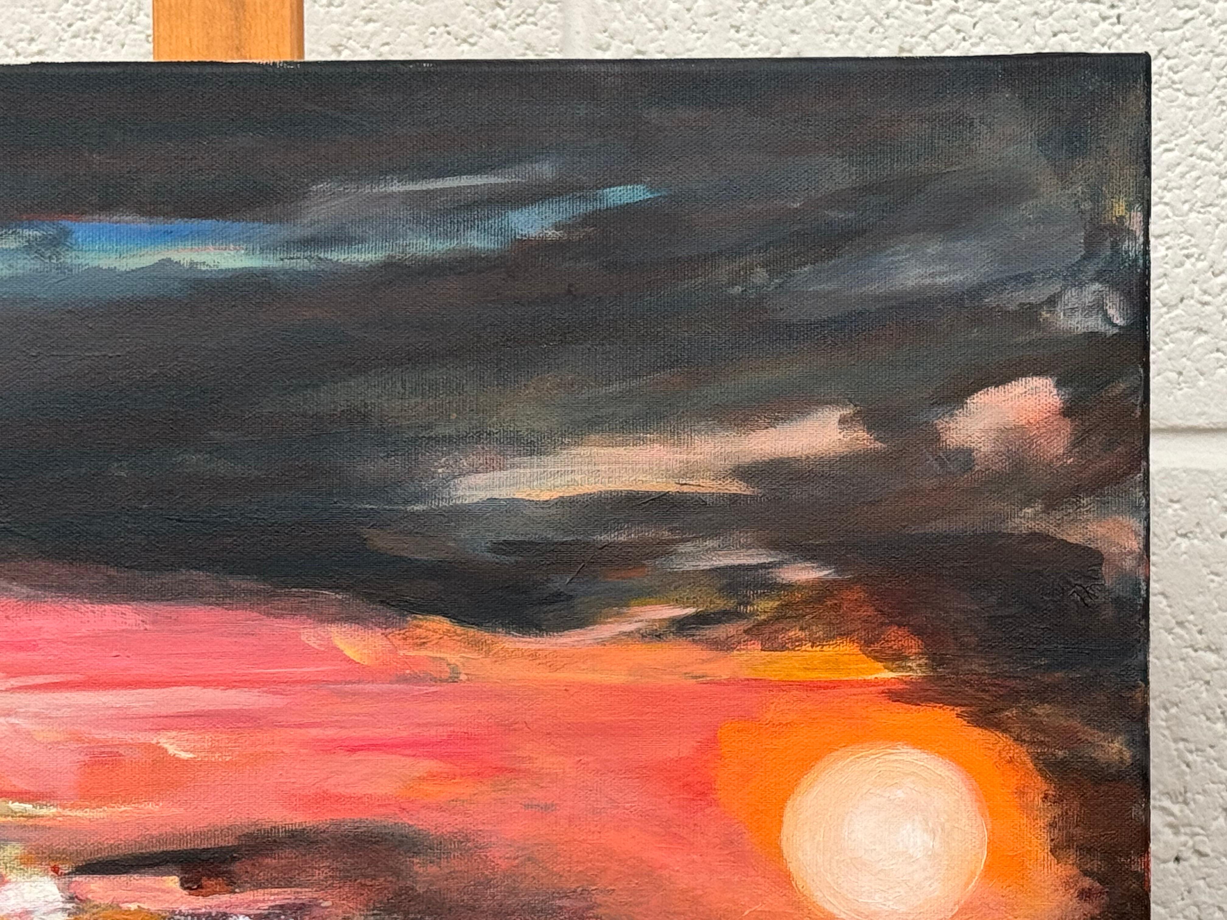 Black & Orange Abstract Expressionist Painting by Leading British Urban Artist For Sale 6