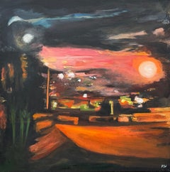 Black & Orange Abstract Expressionist Painting by Leading British Urban Artist