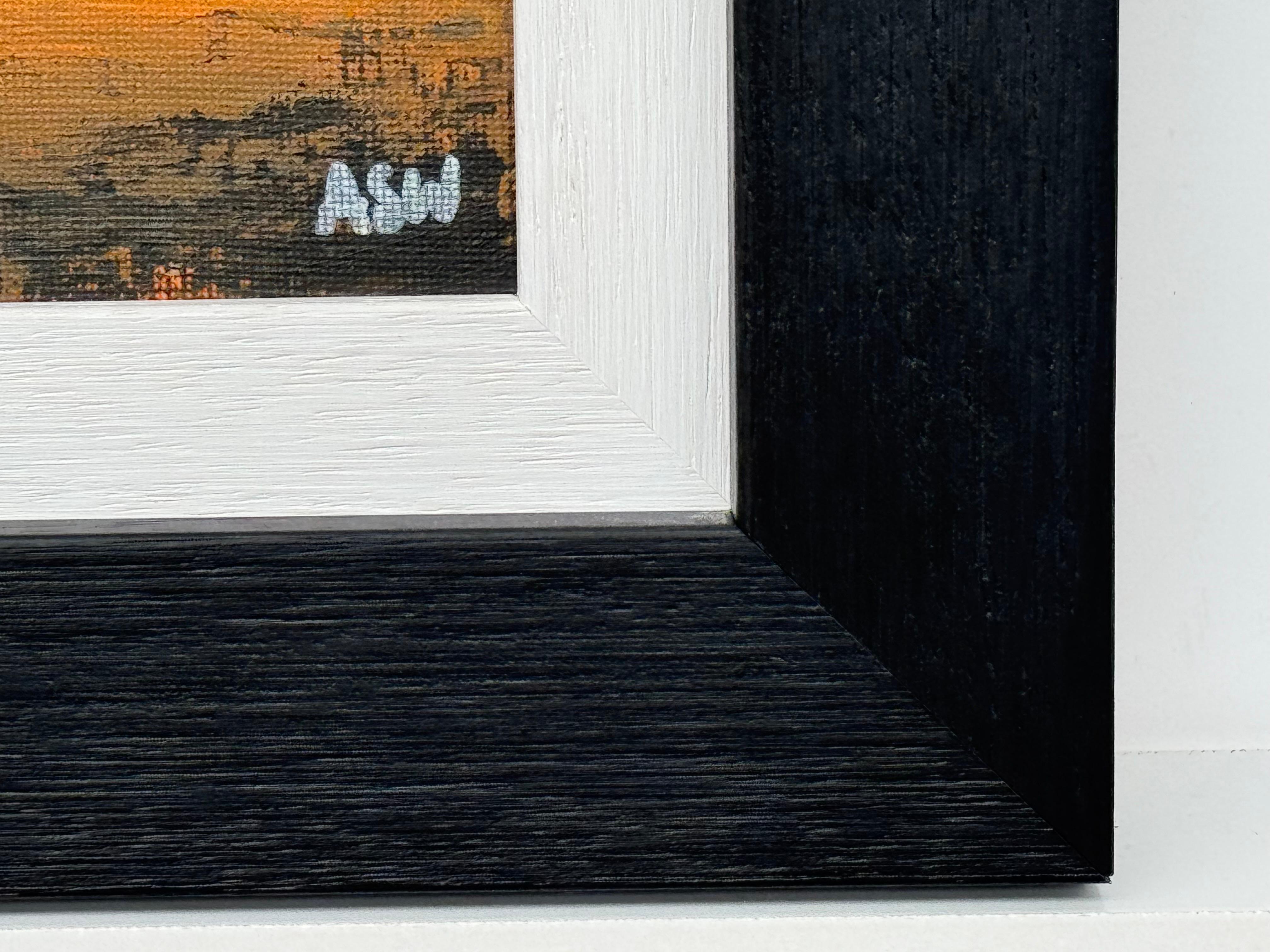 Schwarz-orange-goldgelbe abstrakte Landschaft eines zeitgenössischen britischen Künstlers im Angebot 7
