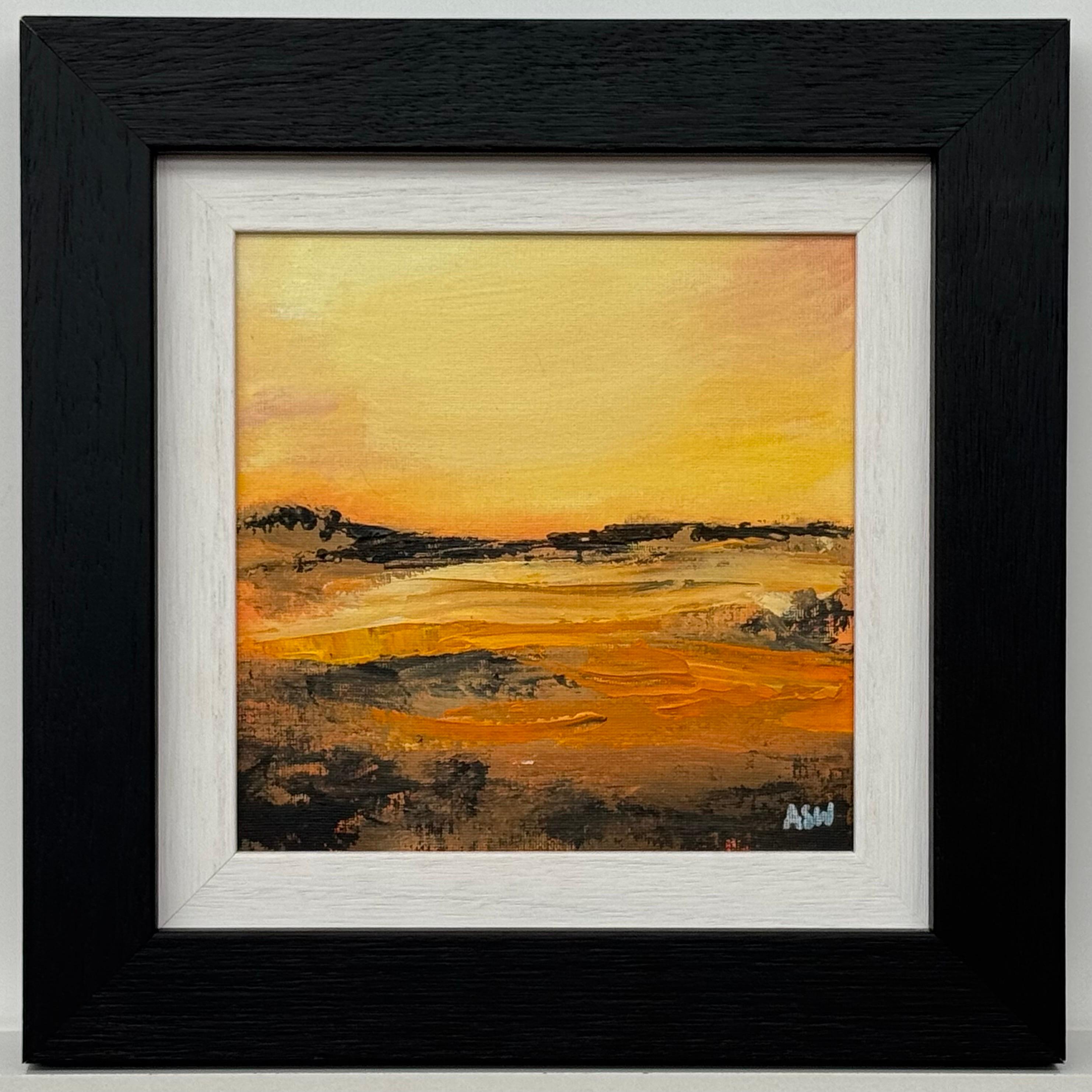 Schwarz-orange-goldgelbe abstrakte Landschaft eines zeitgenössischen britischen Künstlers im Angebot 10