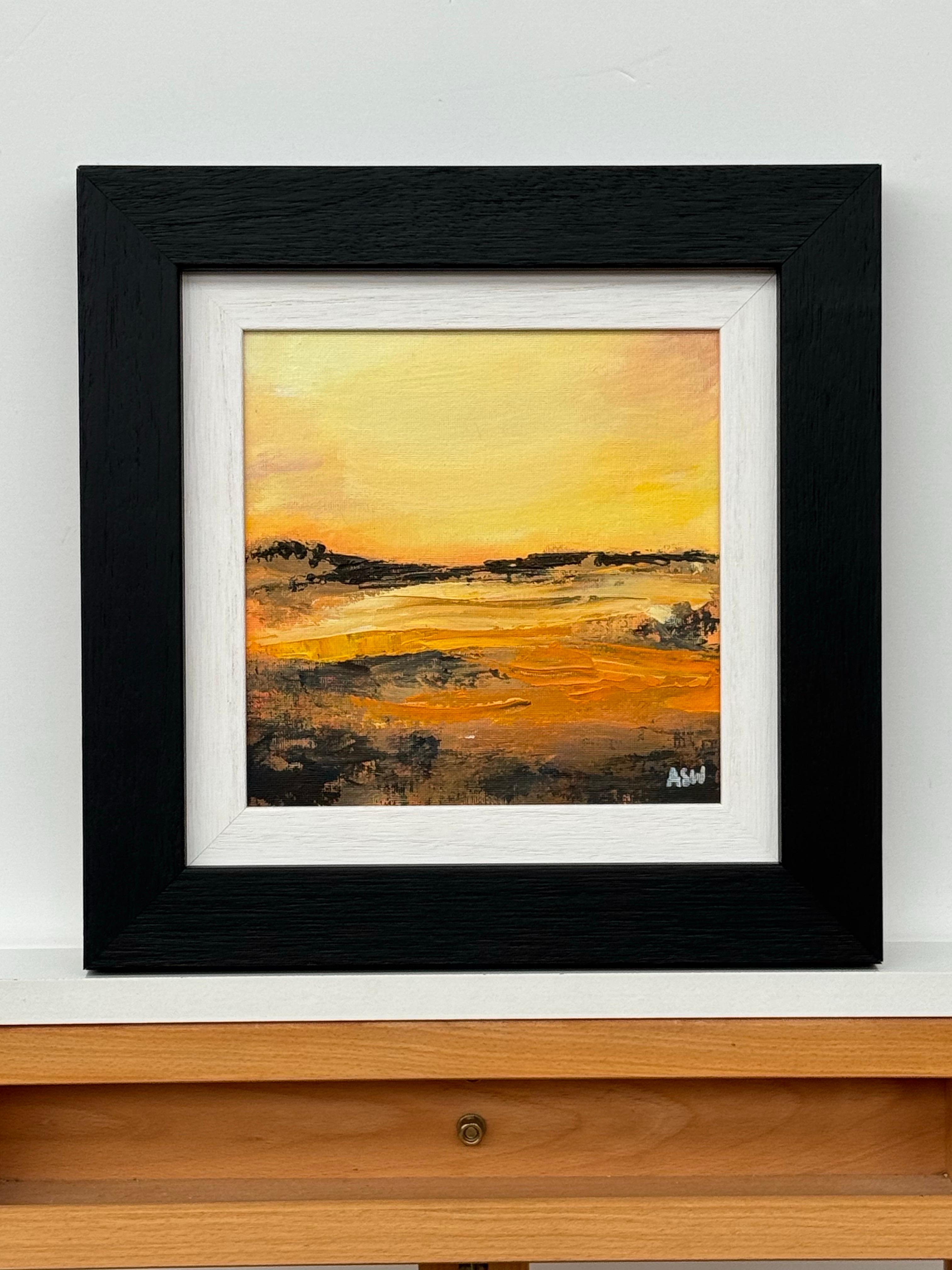 Schwarz-orange-goldgelbe abstrakte Landschaft eines zeitgenössischen britischen Künstlers im Angebot 4