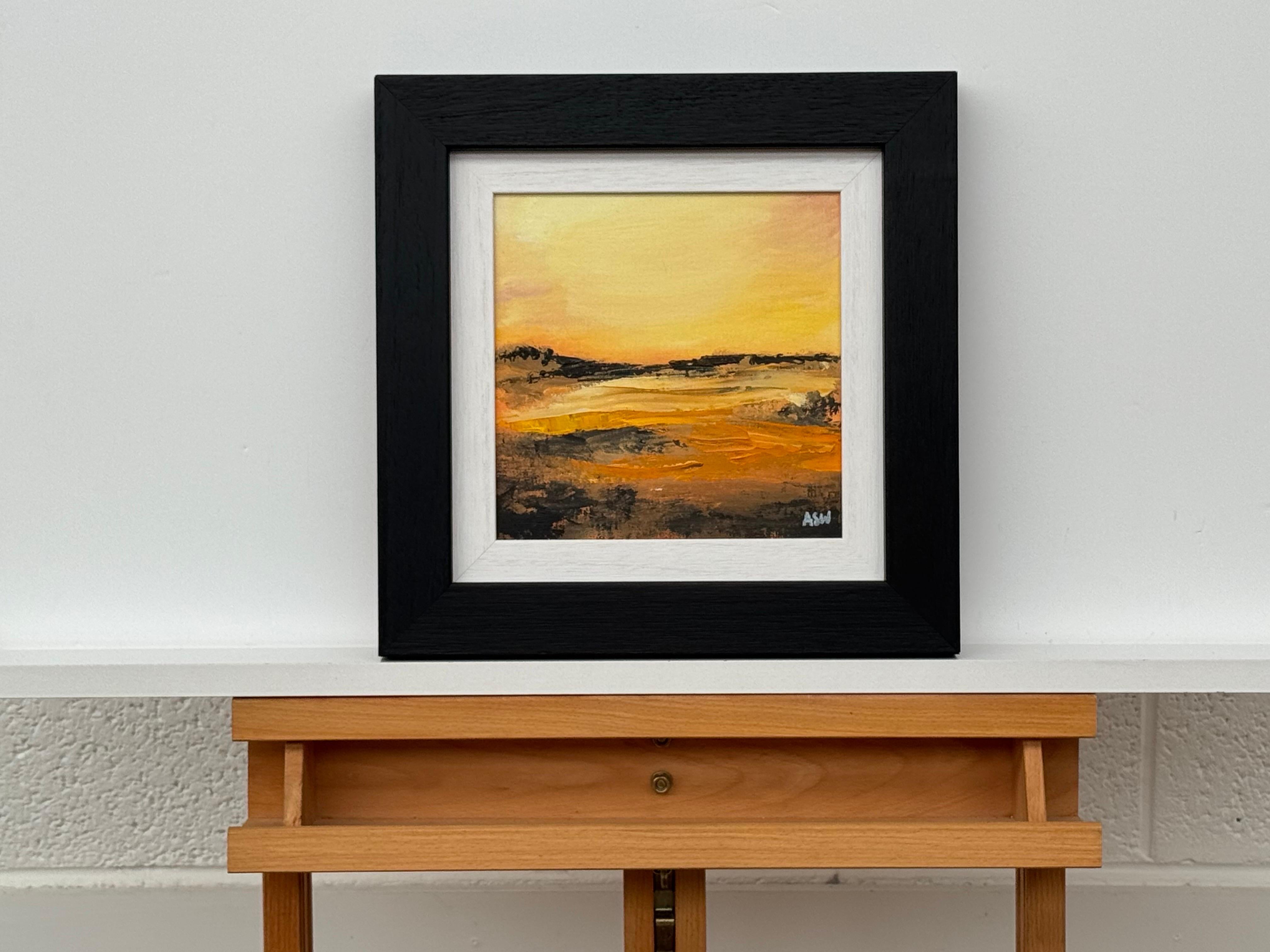 Schwarz-orange-goldgelbe abstrakte Landschaft eines zeitgenössischen britischen Künstlers im Angebot 5
