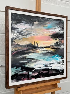Black, Pink & Turquoise Abstract Expressionist Art by Leading British Artist