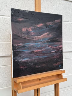 Black Red & Pink Abstract Landscape Art by Contemporary British Artist