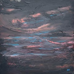 Black Red & Pink Abstract Landscape Art by Contemporary British Artist