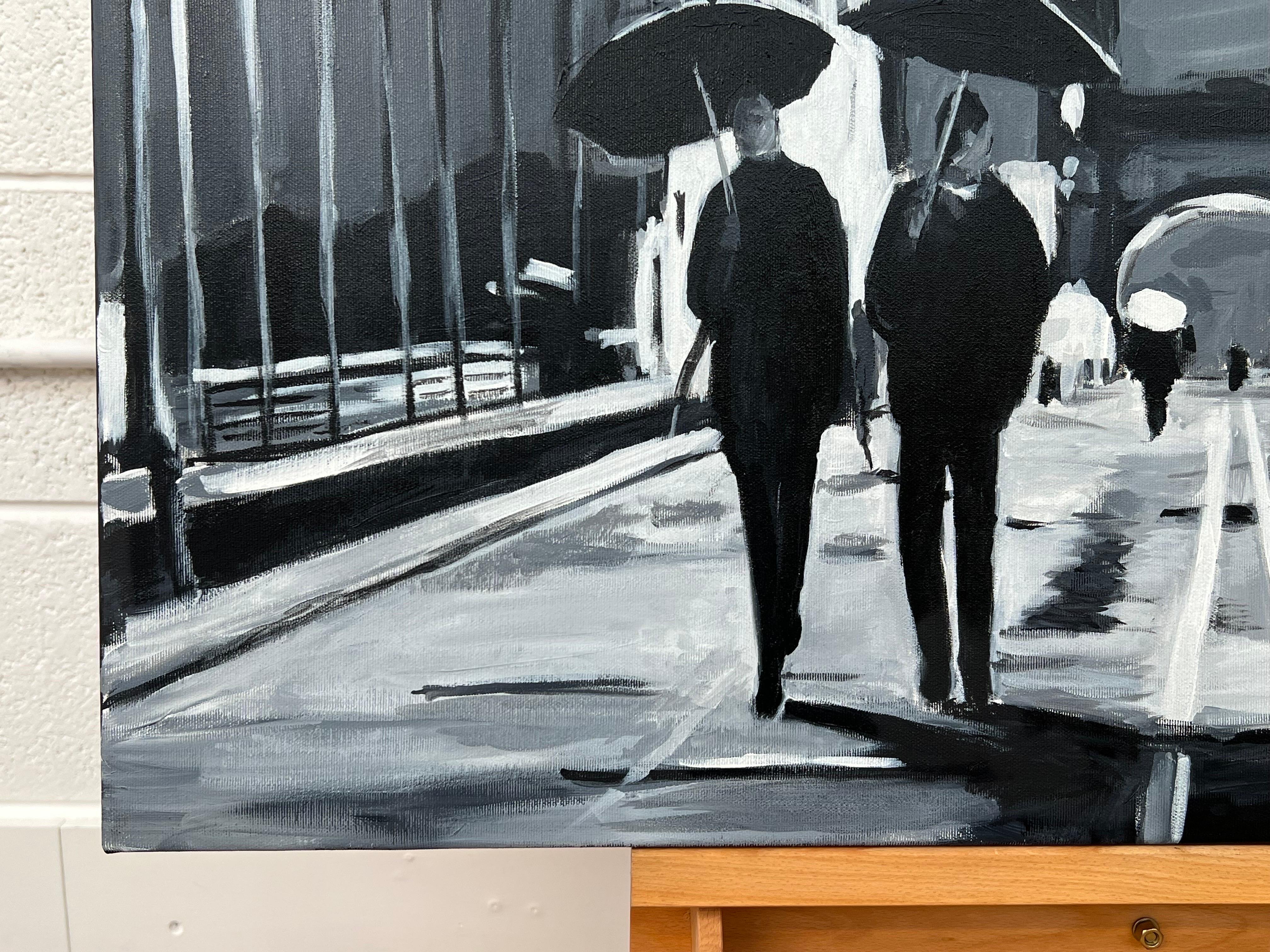 Schwarz-Weiß-Gemälde der Hammersmith Bridge in London des britischen Stadtkünstlers im Angebot 8