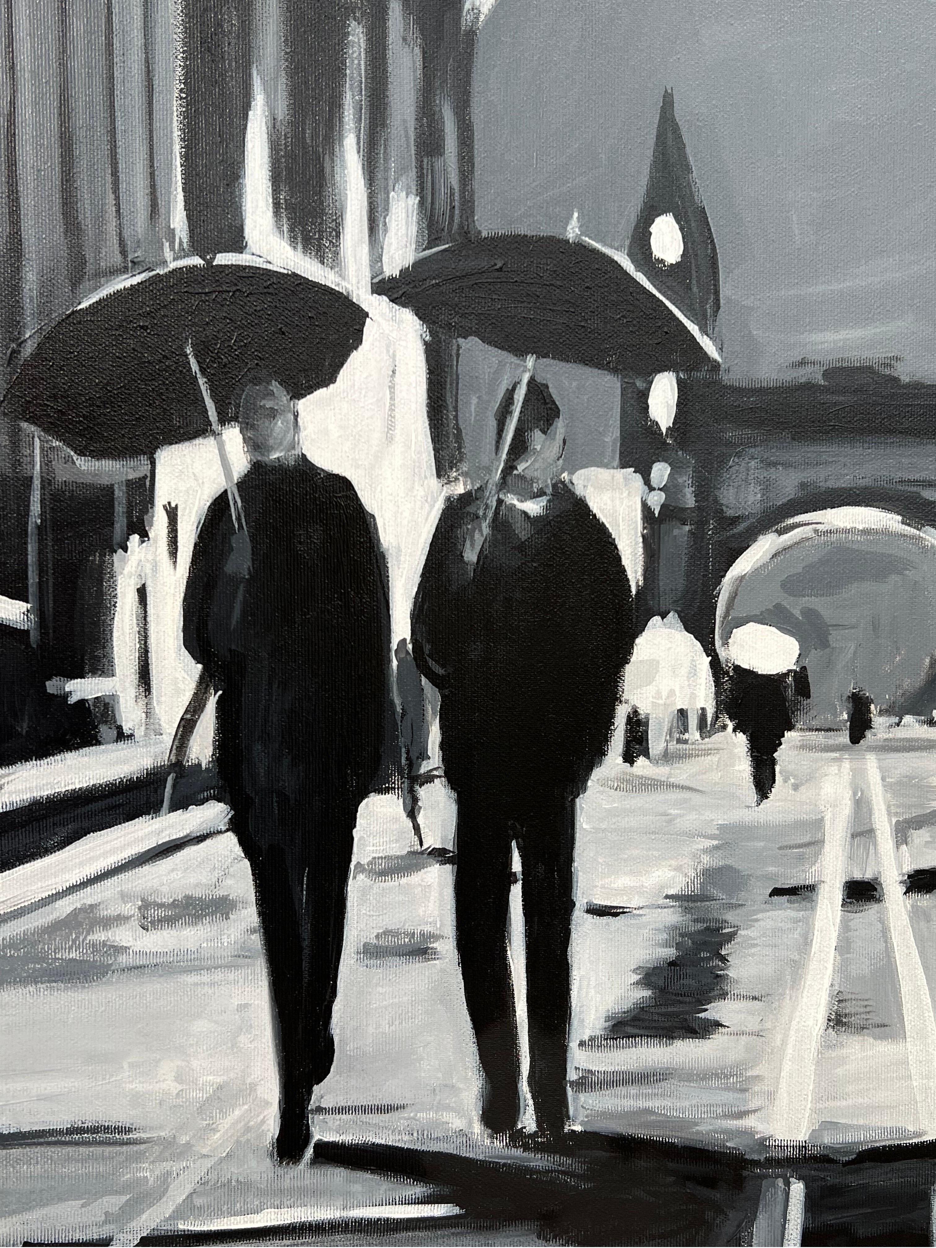 Quadro in bianco e nero del ponte di Hammersmith a Londra realizzato da un artista urbano britannico in vendita 8