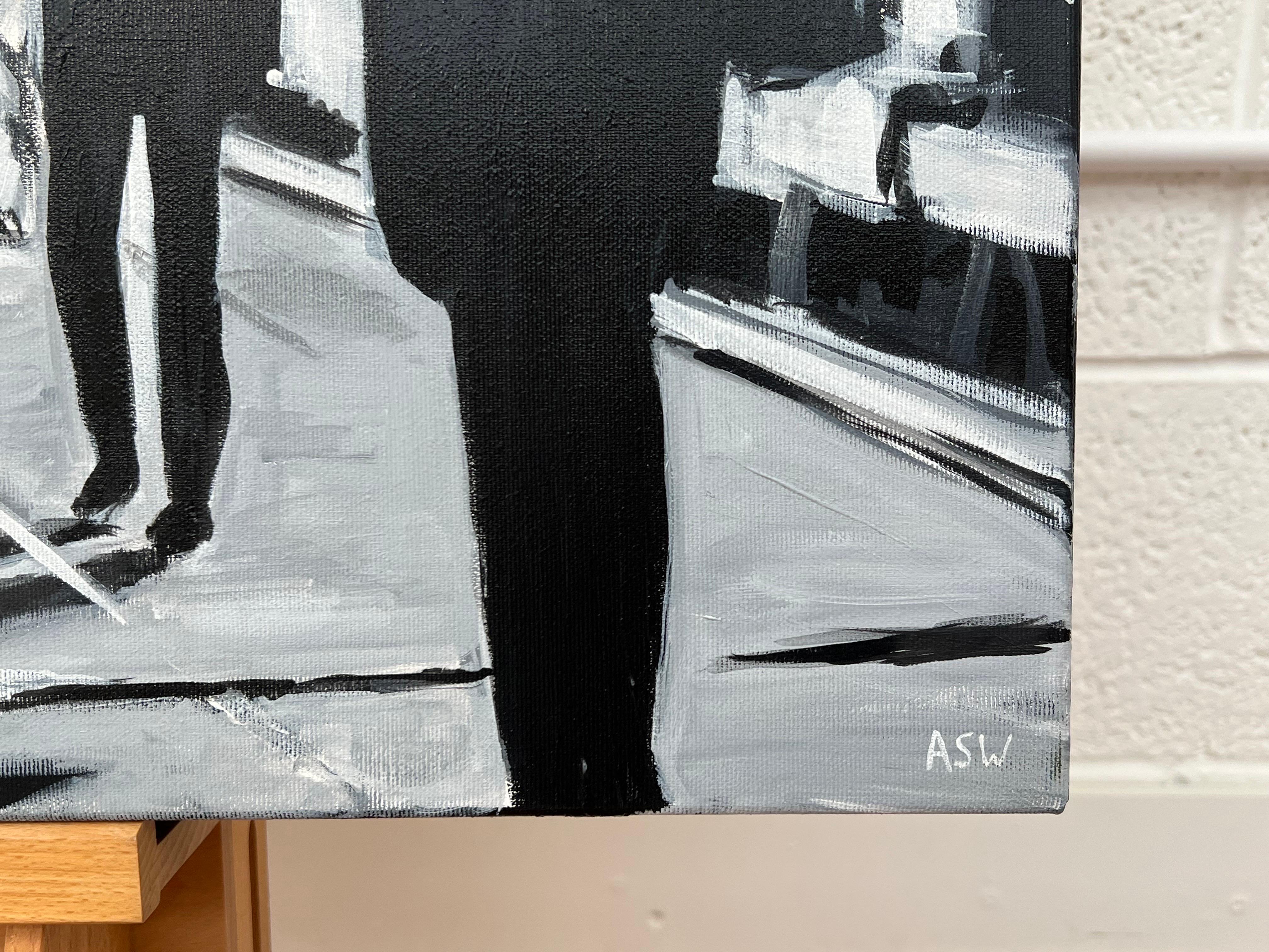 Quadro in bianco e nero del ponte di Hammersmith a Londra realizzato da un artista urbano britannico in vendita 1