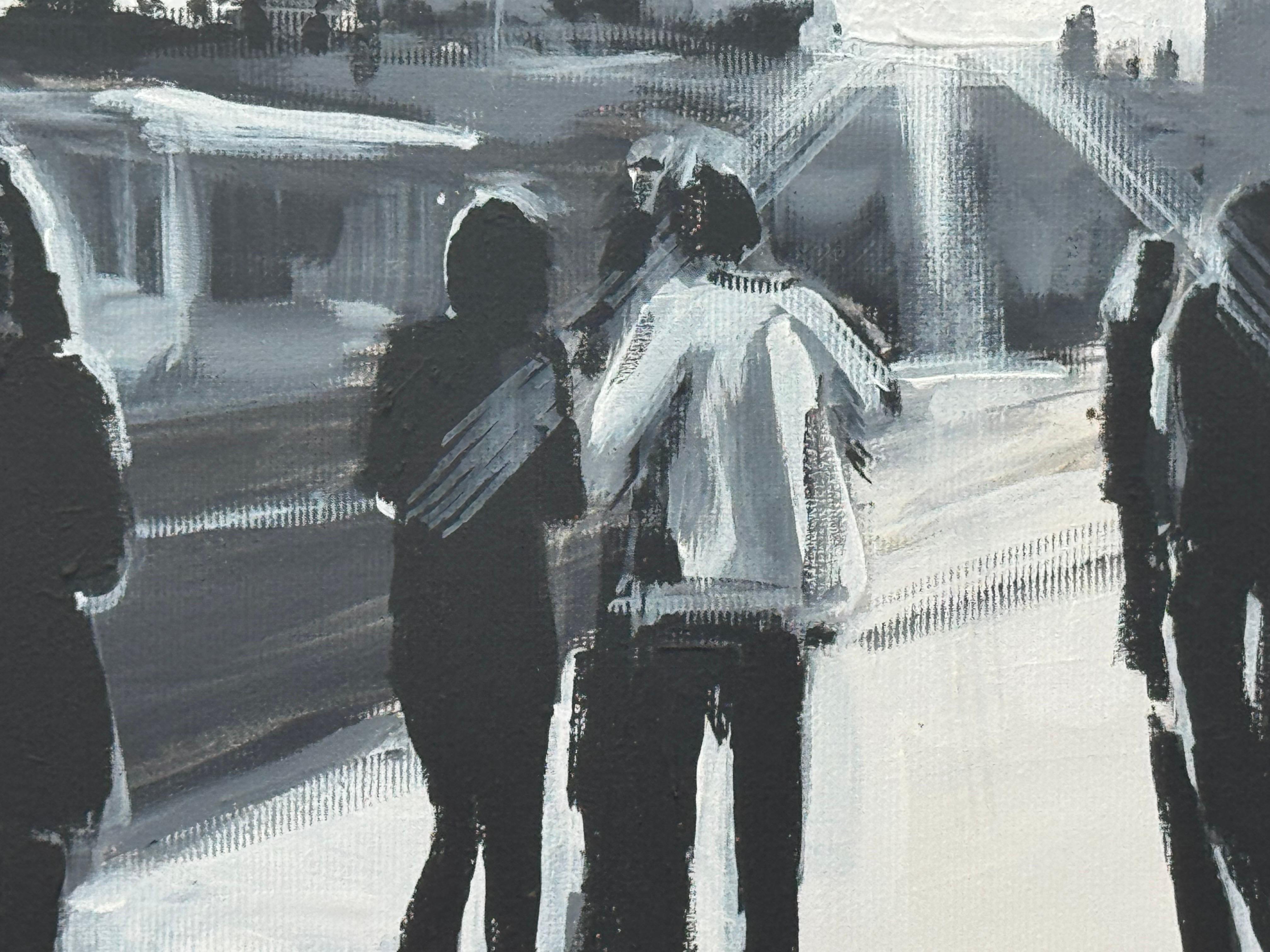 Peinture en noir et blanc du pont de Westminster à Londres par un artiste urbain britannique en vente 6