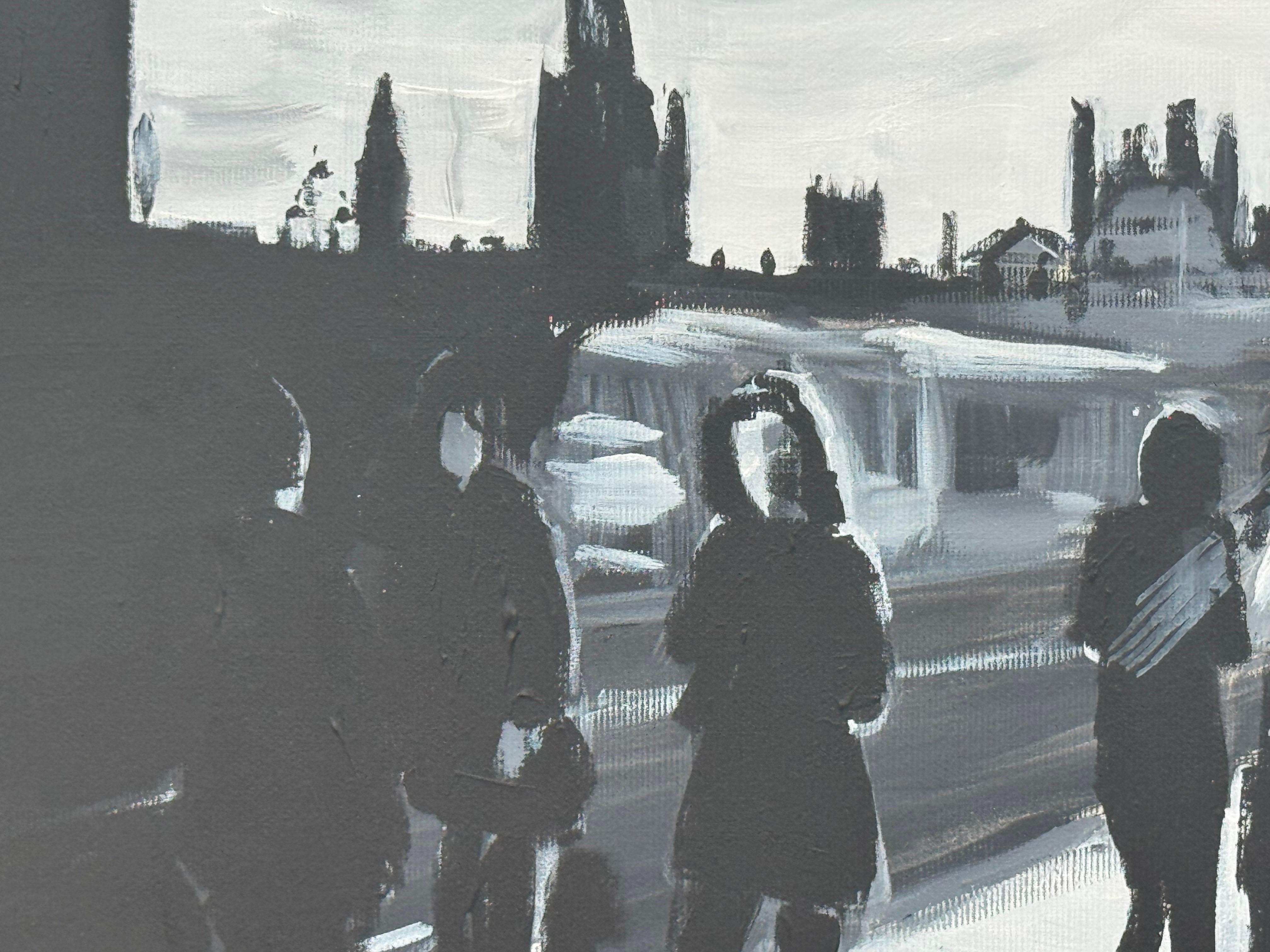Peinture en noir et blanc du pont de Westminster à Londres par un artiste urbain britannique en vente 8