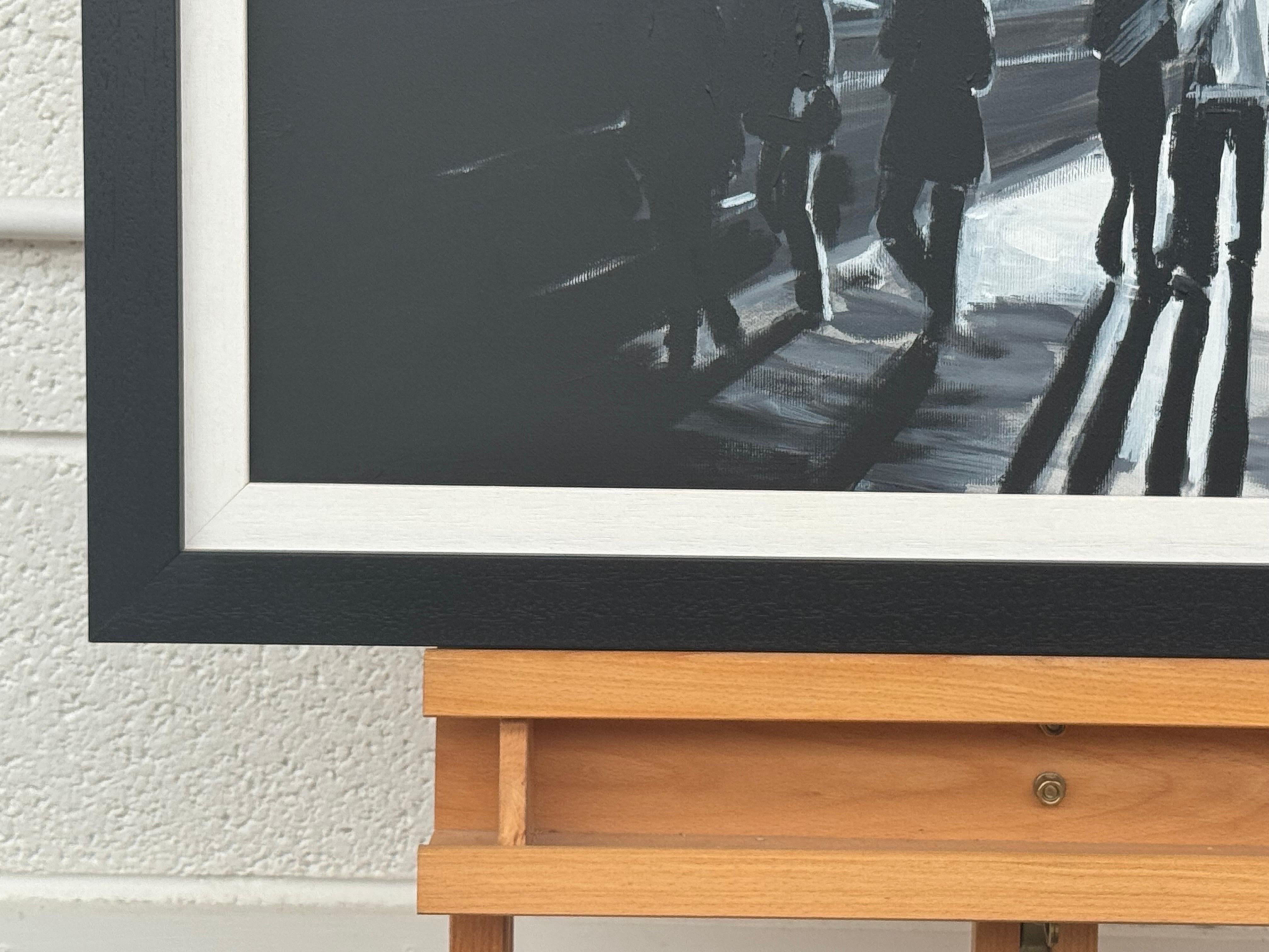 Peinture en noir et blanc de personnages sur le pont de Westminster à Londres - un original unique de l'artiste britannique de renom Angela Wakefield, spécialiste des paysages urbains.

L'œuvre d'art mesure 24 x 16 pouces
Le cadre mesure 29 x 21
