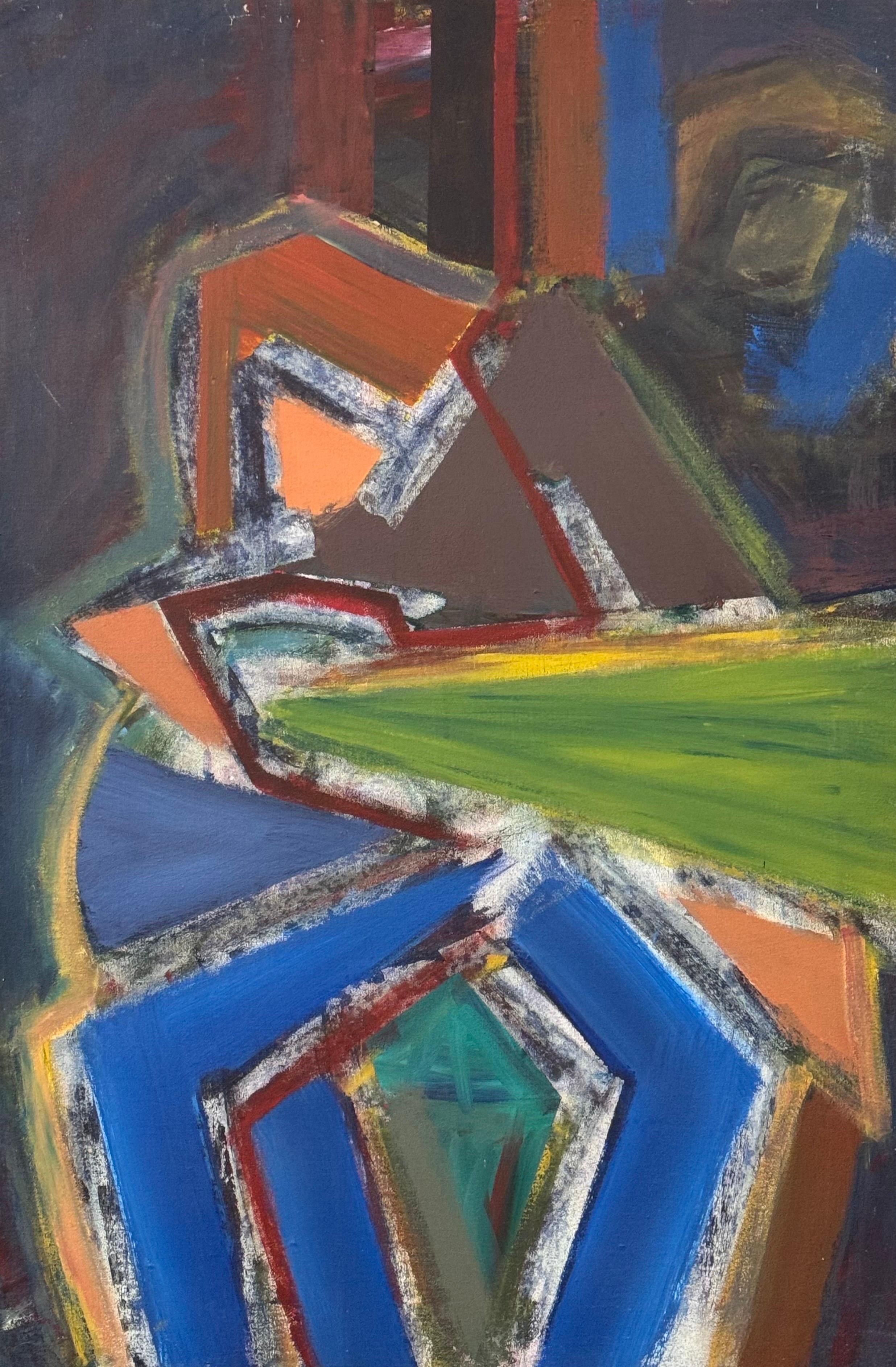 Angela Wakefield Landscape Painting - Abstract Musician in Practice Room Original Painting by Contemporary Artist