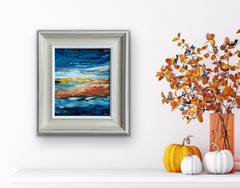 Paysage de paysage marin abstrait impressionniste bleu et jaune par l'artiste contemporain