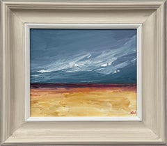 Blue & Yellow Abstract Landscape, Oil on Canvas, Contemporary British Artist