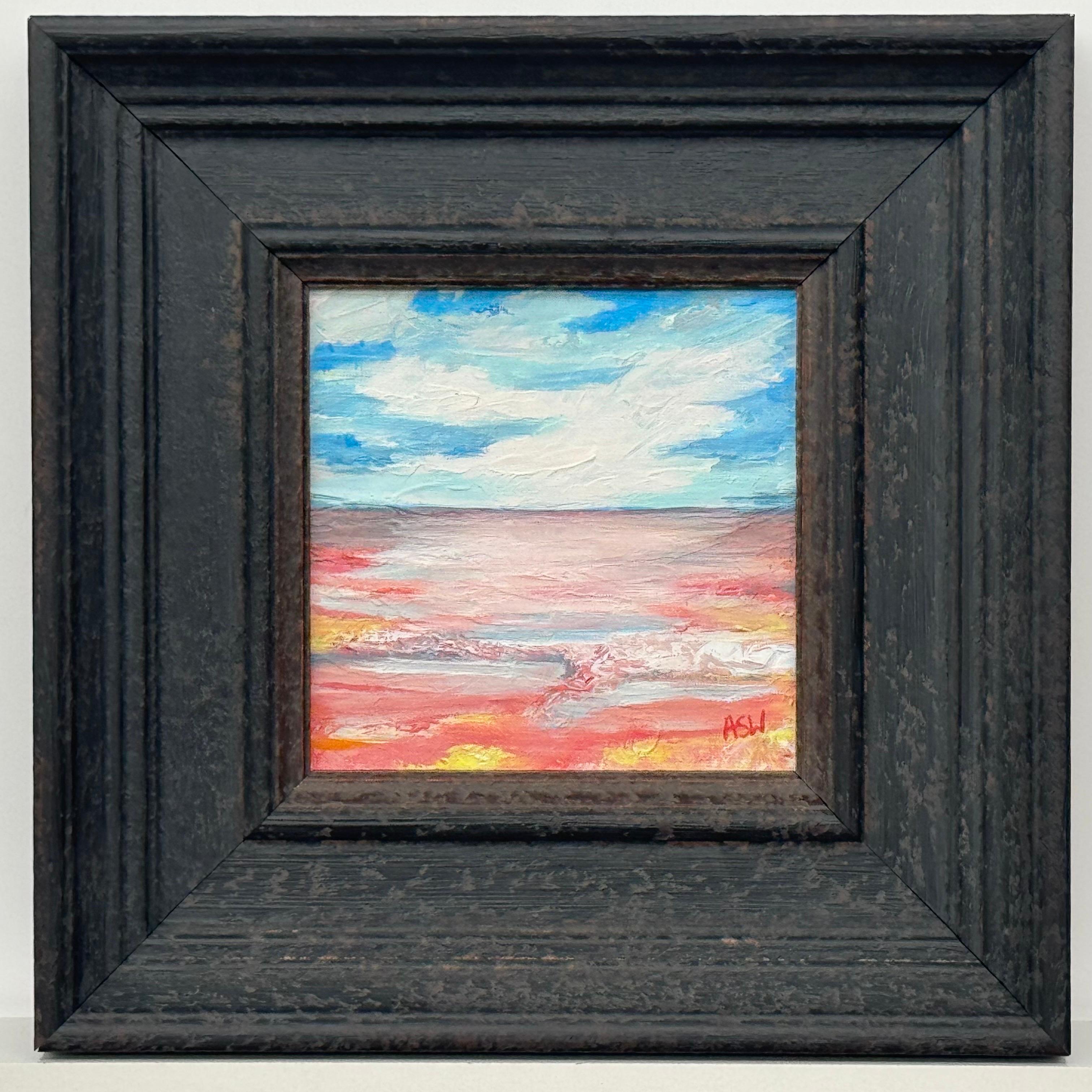 Blush Horizon - Pequeño Estudio Cuadrado de Arte Abstracto en Lienzo por Artista Contemporáneo en venta 6