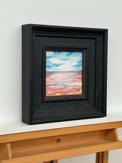 Blush Horizon - Small Square Abstract Canvas Art Study by Contemporary Artist