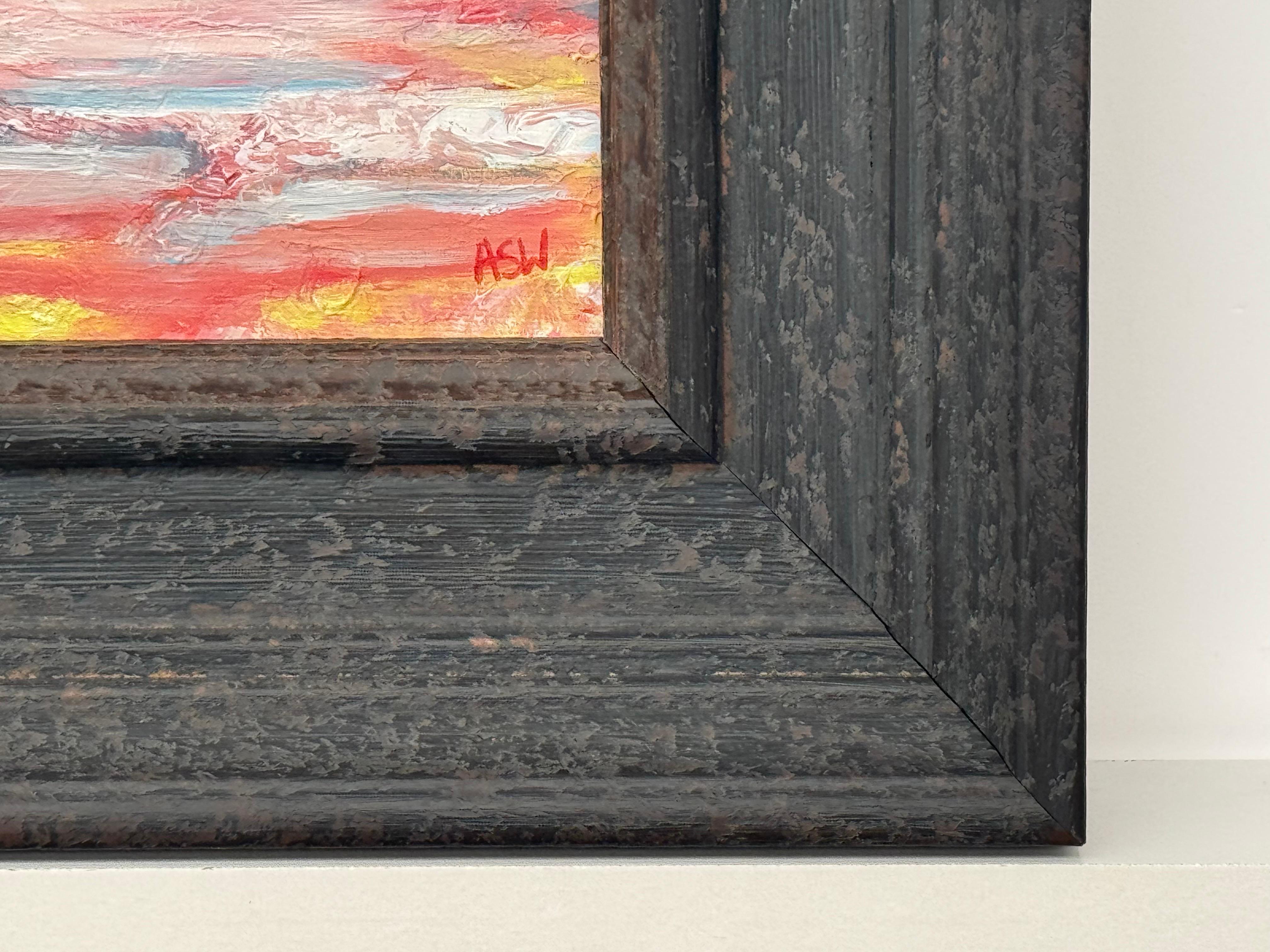 Blush Horizon - Pequeño Estudio Cuadrado de Arte Abstracto en Lienzo por Artista Contemporáneo en venta 1