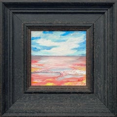 Blush Horizon - Small Square Abstract Canvas Art Study by Contemporary Artist