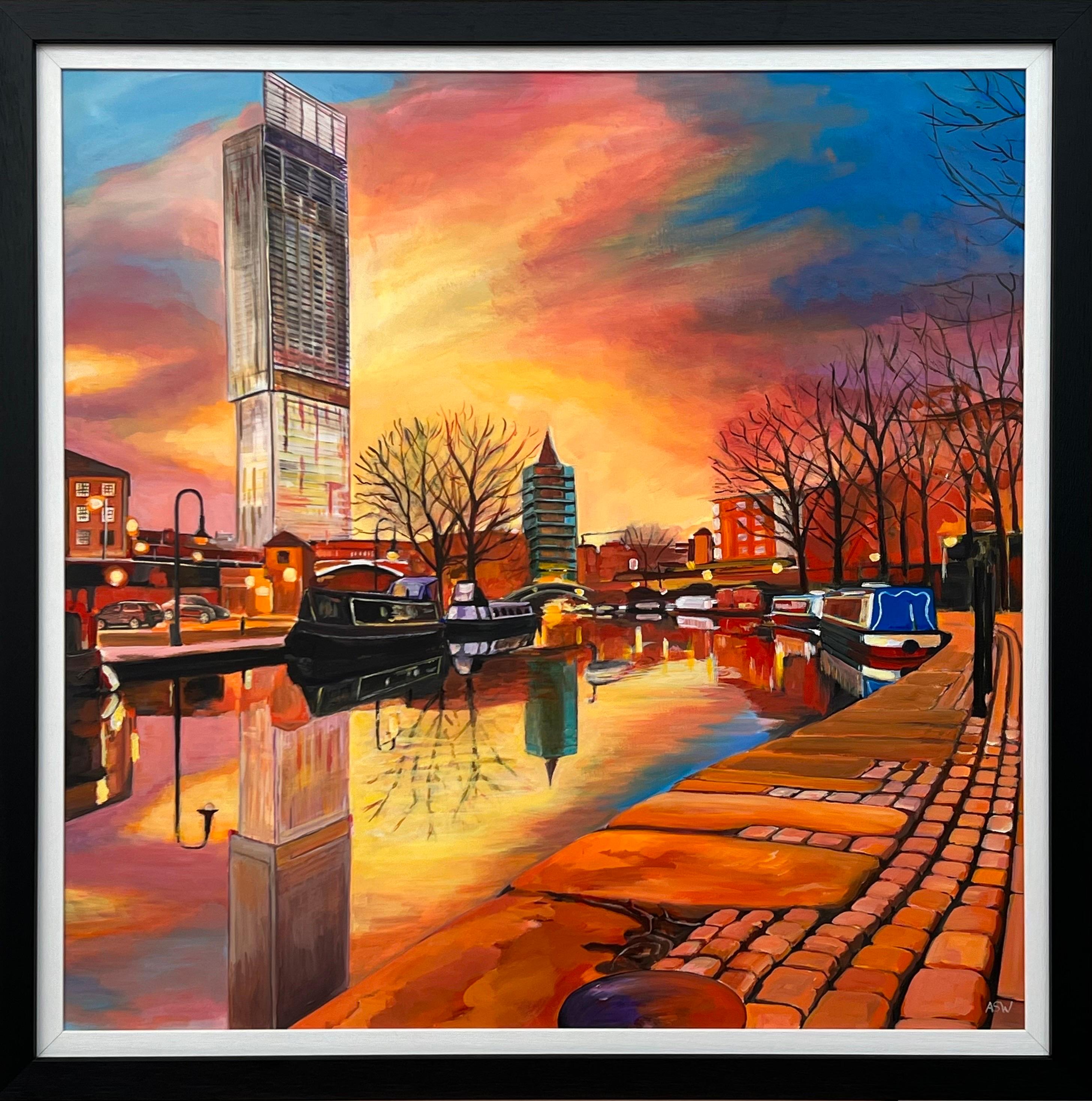 Manchester Industrial City durch den Bridgewater-Kanal des zeitgenössischen britischen Künstlers im Angebot 9