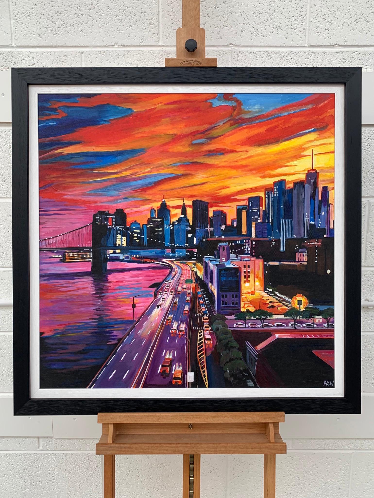 Brooklyn Bridge New York City NYC Skyline Painting by English Landscape Artist 1