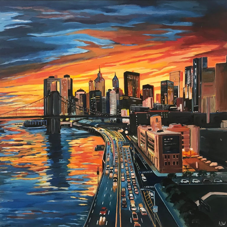 Angela Wakefield Brooklyn Bridge New York City NYC Skyline Painting