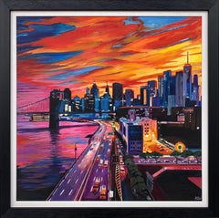 Brooklyn Bridge New York City NYC Skyline Painting by English Landscape Artist