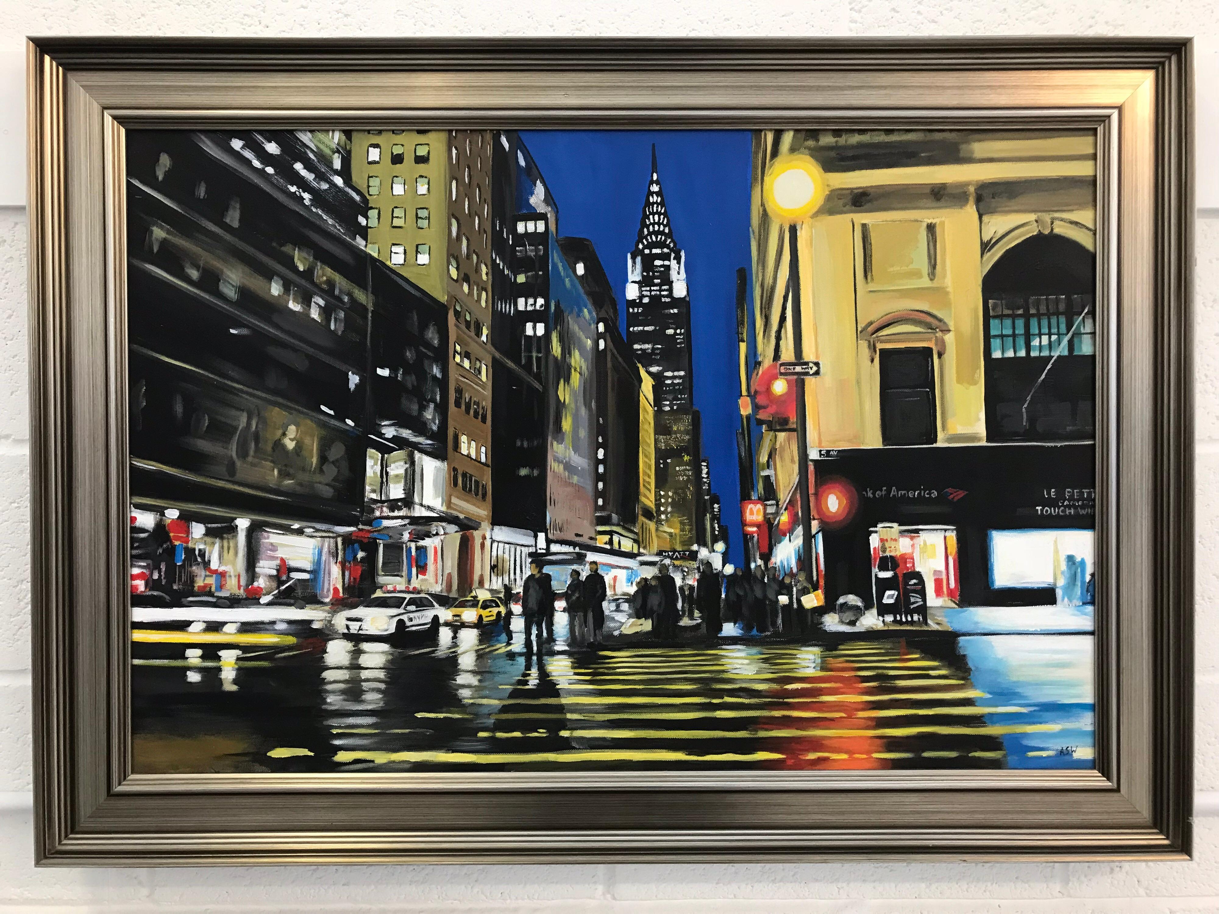 Painting of Chrysler Building New York City by Collectible British Urban Artist For Sale 2