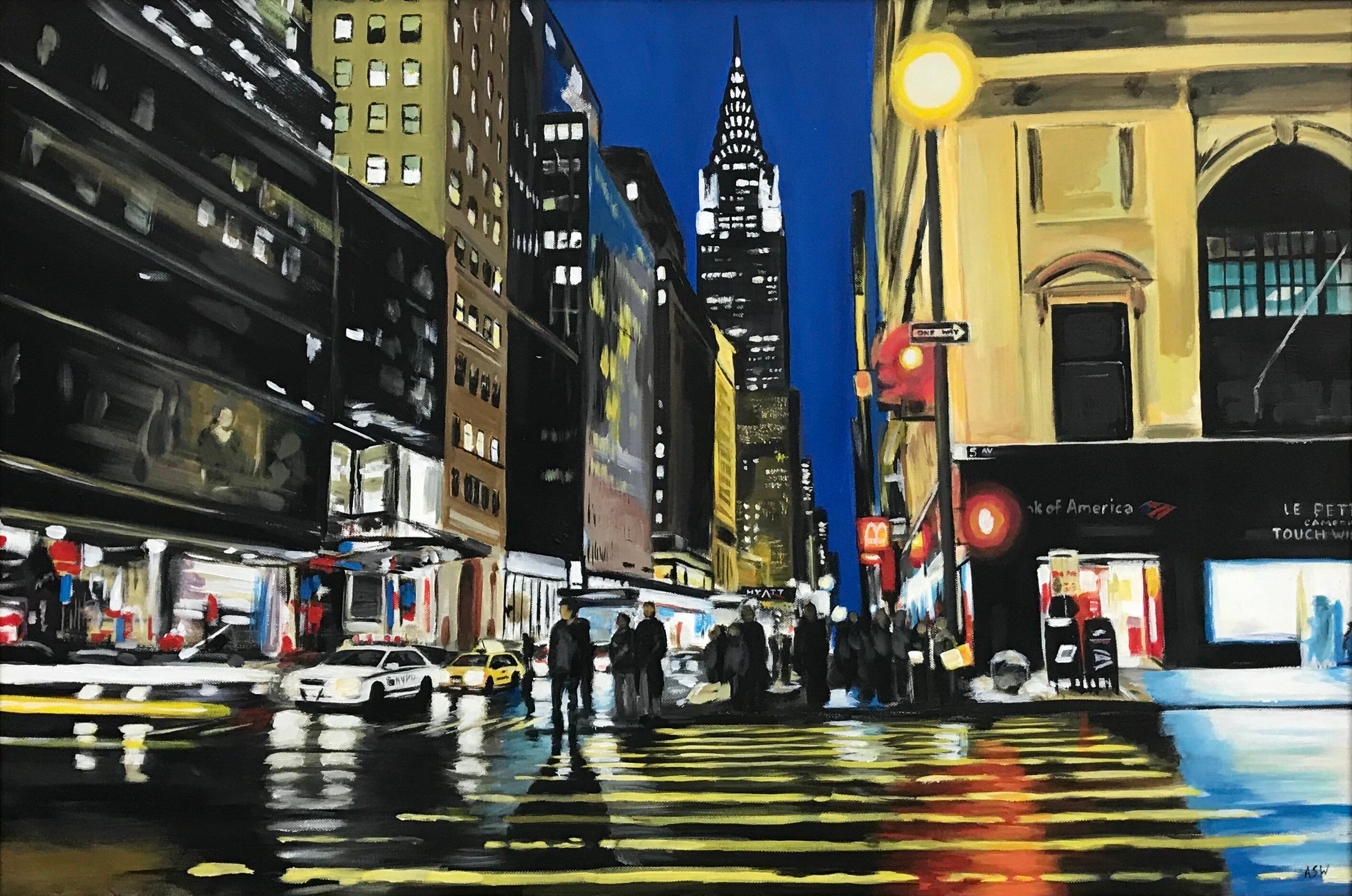 Painting of Chrysler Building New York City by Collectible British Urban Artist For Sale 3