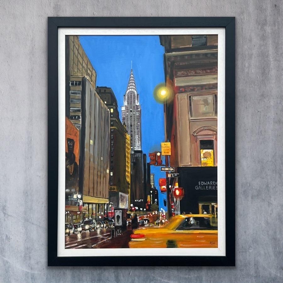 Chrysler Building Taxi Fifth Avenue New York City by Contemporary British Artist For Sale 1