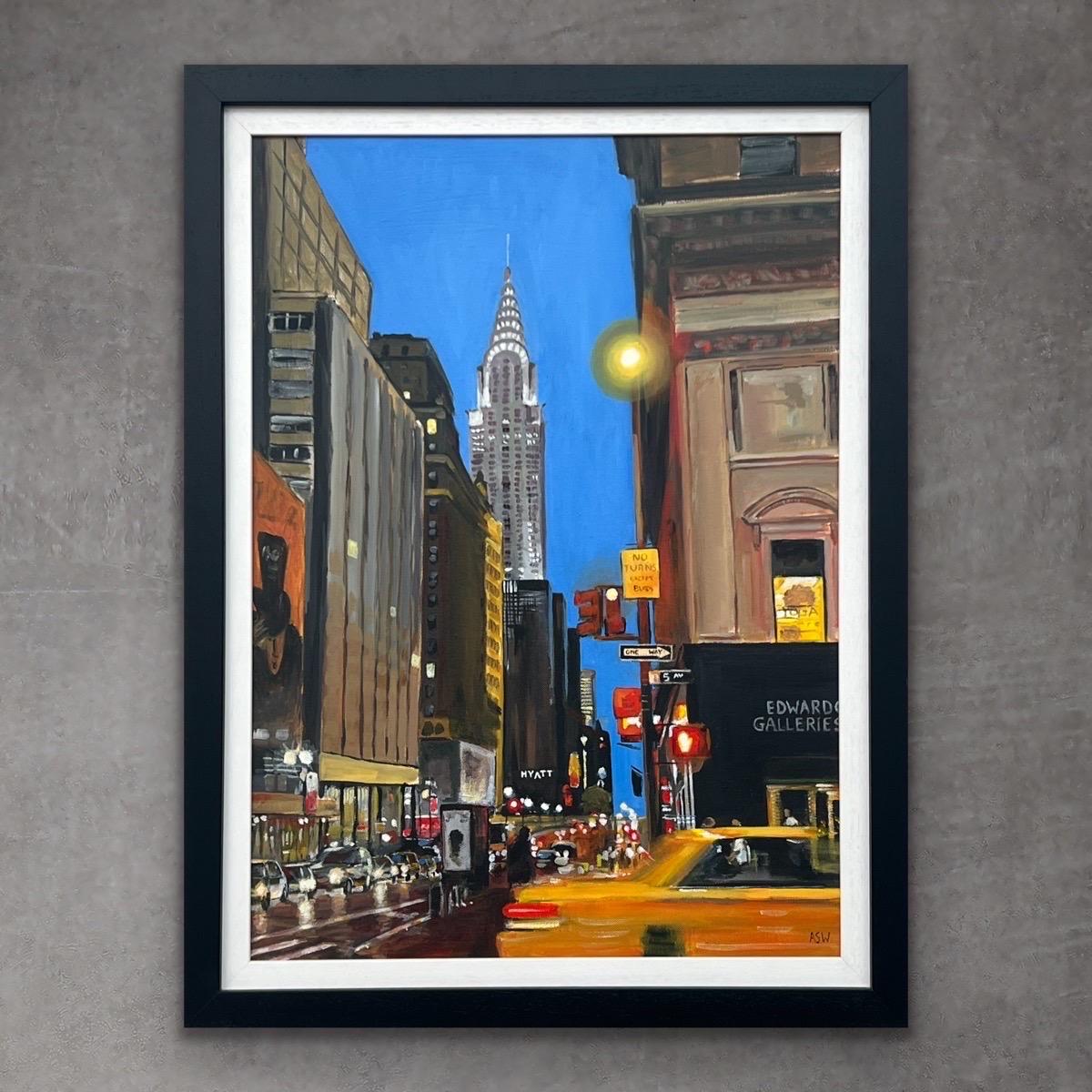 Chrysler Building Taxi Fifth Avenue New York City by Contemporary British Artist For Sale 2