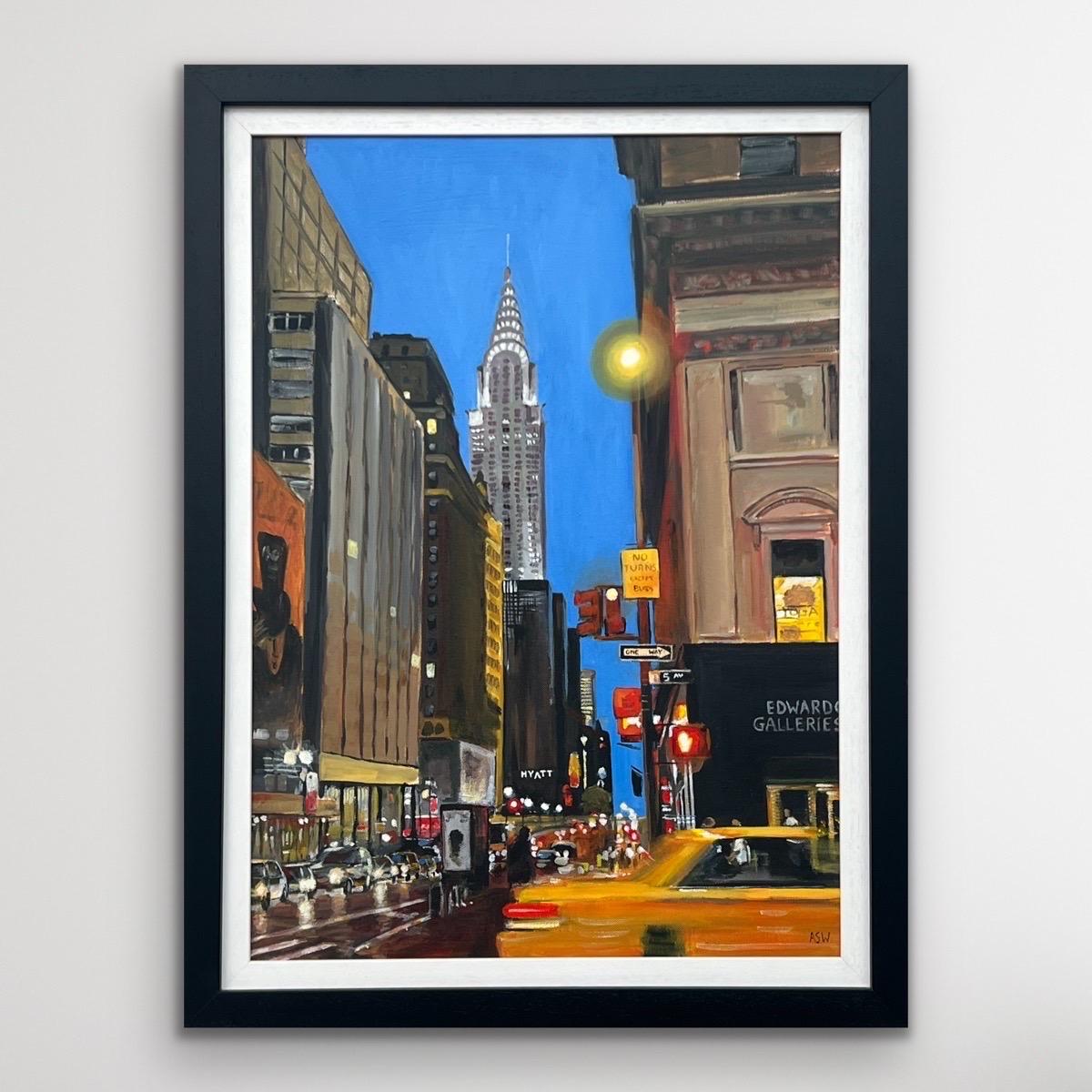 Chrysler Building Taxi Fifth Avenue New York City by Contemporary British Artist For Sale 3