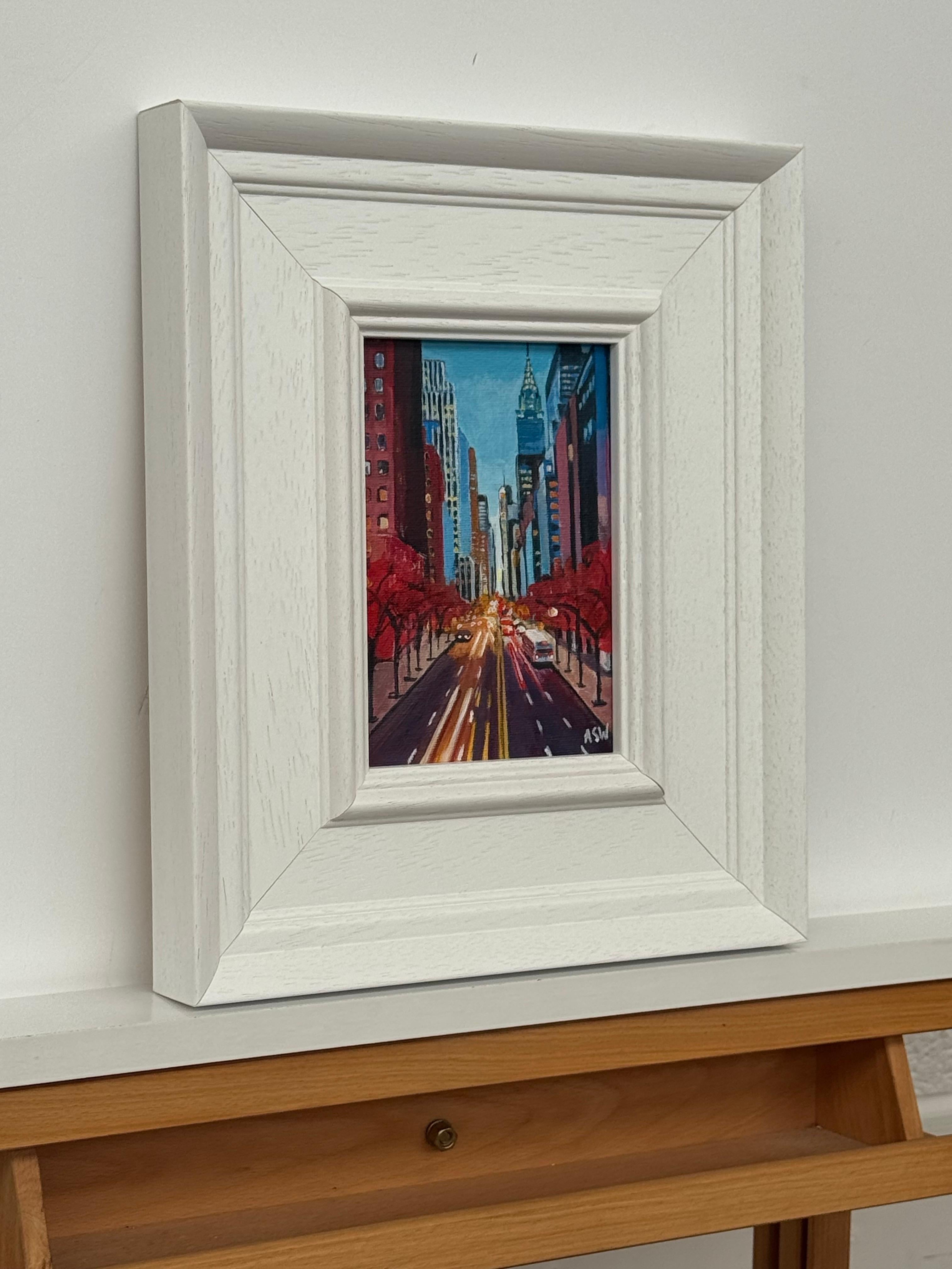 Chrysler View New York City Miniature Urban Landscape Art by Contemporary Artist (en anglais) - Painting de Angela Wakefield