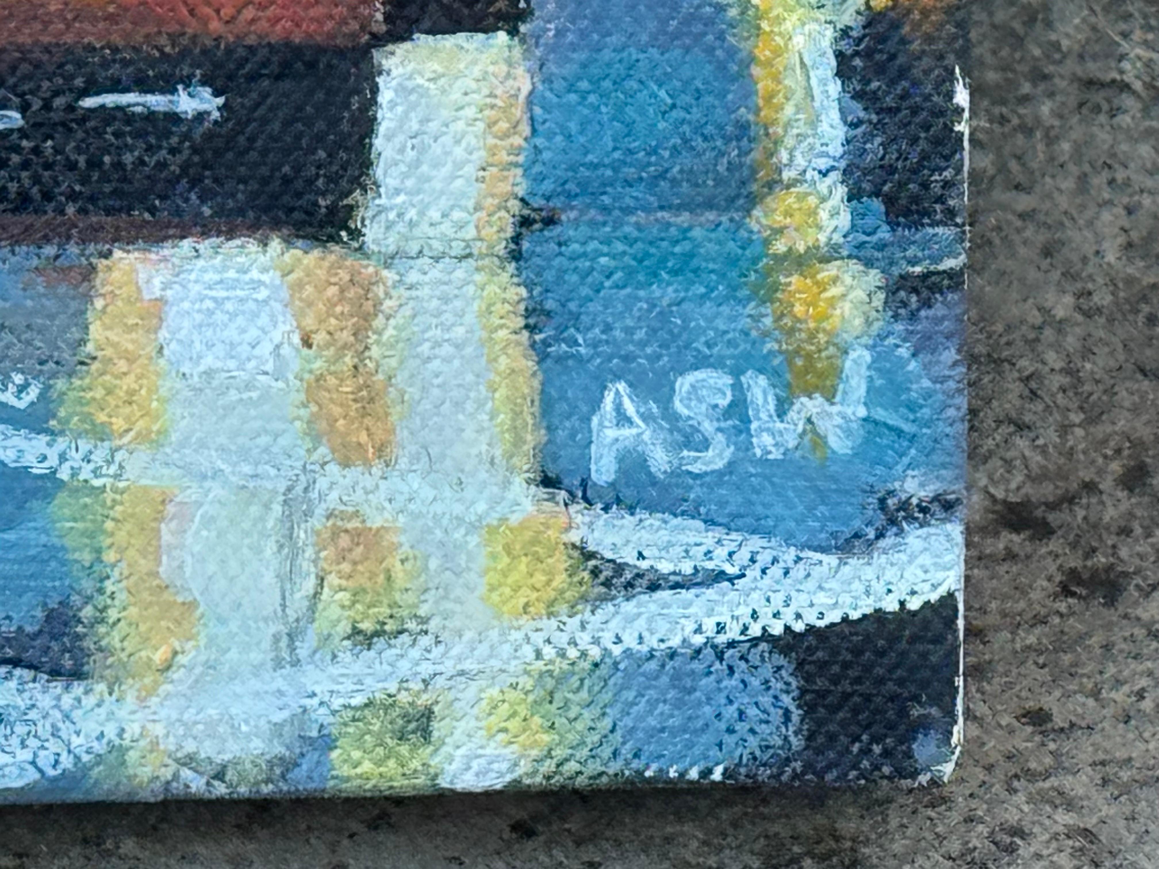 Taxi jaune classique des années 1990 la nuit et gratte-ciel gris dans la rue de New York City en vente 8