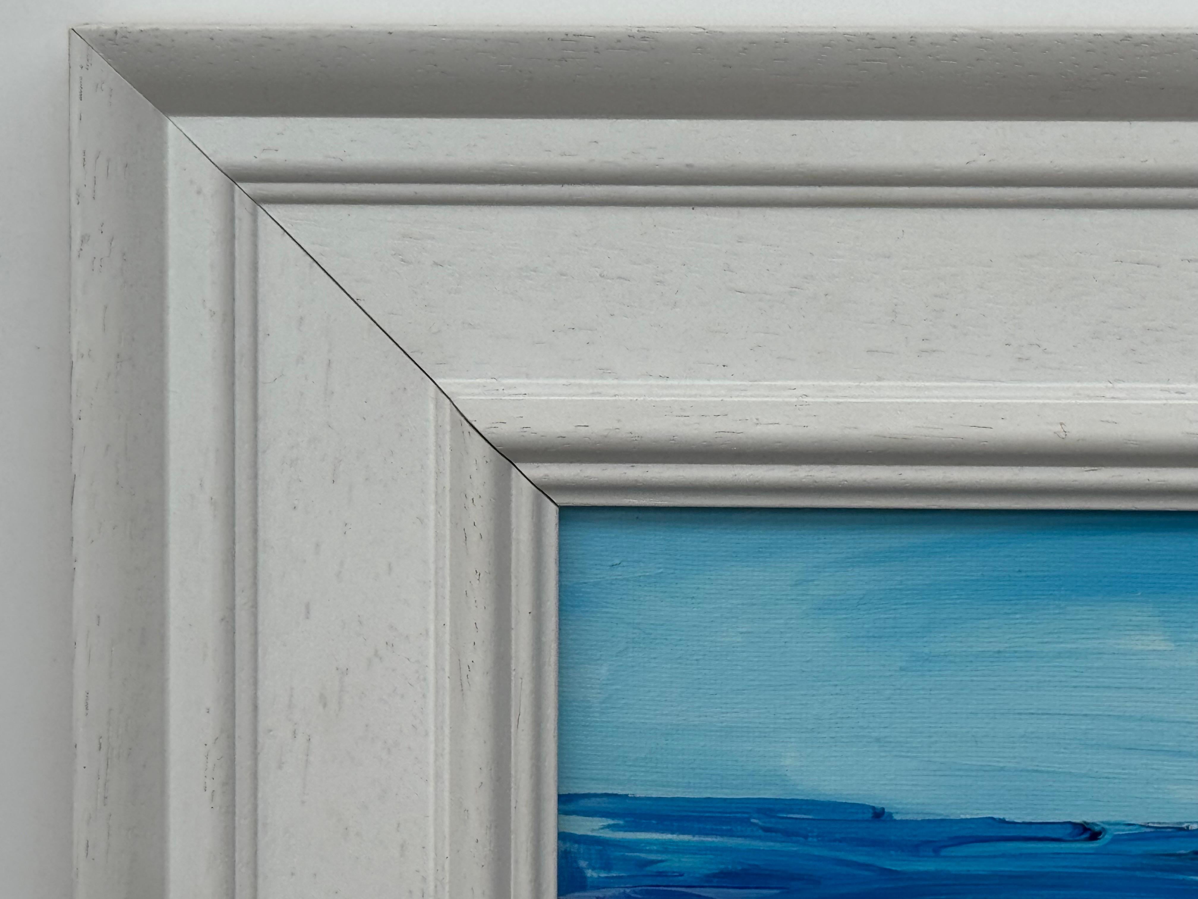 Cobalt Blue Seascape - Miniature Abstract Landscape Art Study by British Artist For Sale 1