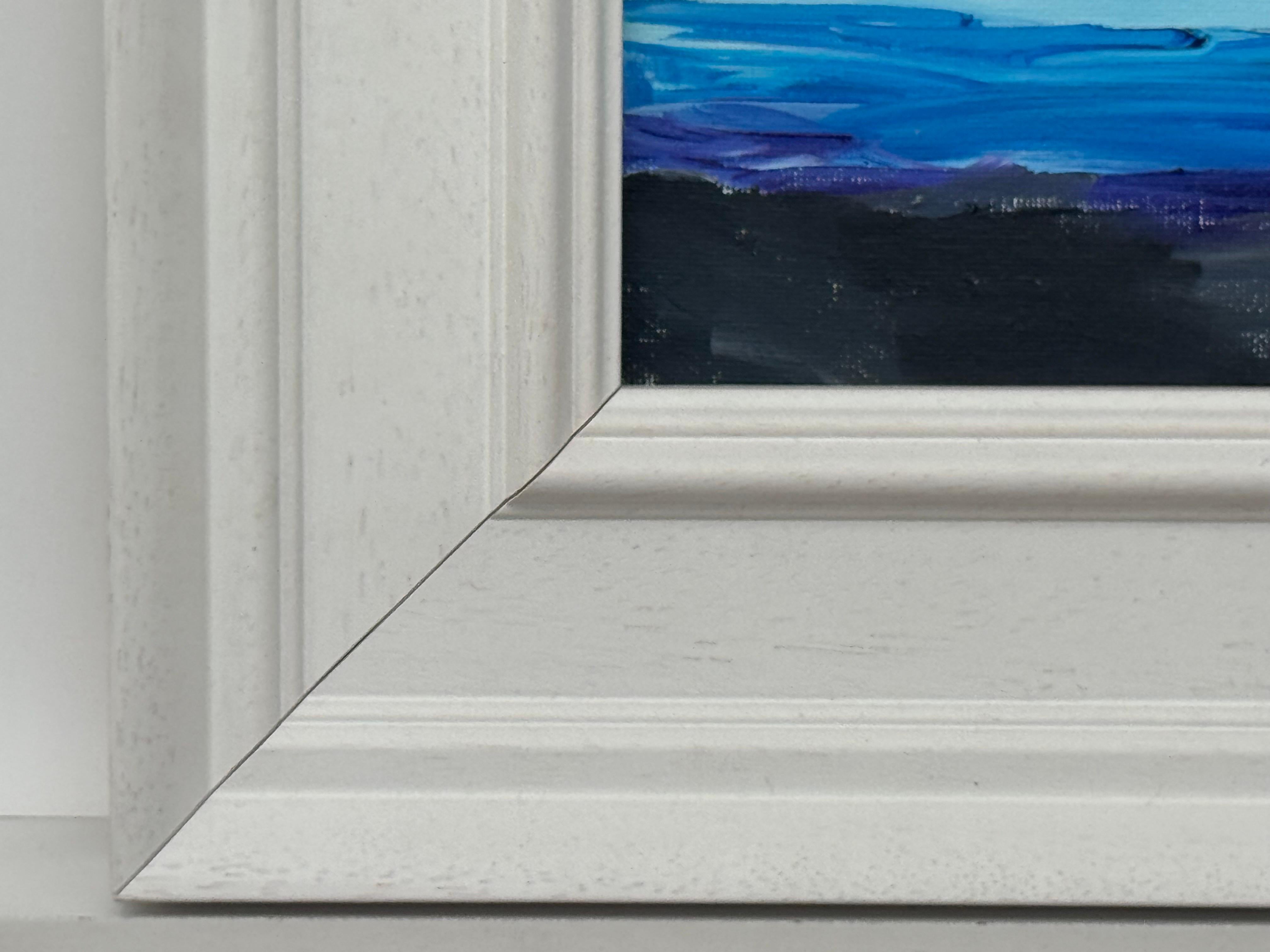 Cobalt Blue Seascape - Miniature Abstract Landscape Art Study by British Artist For Sale 2