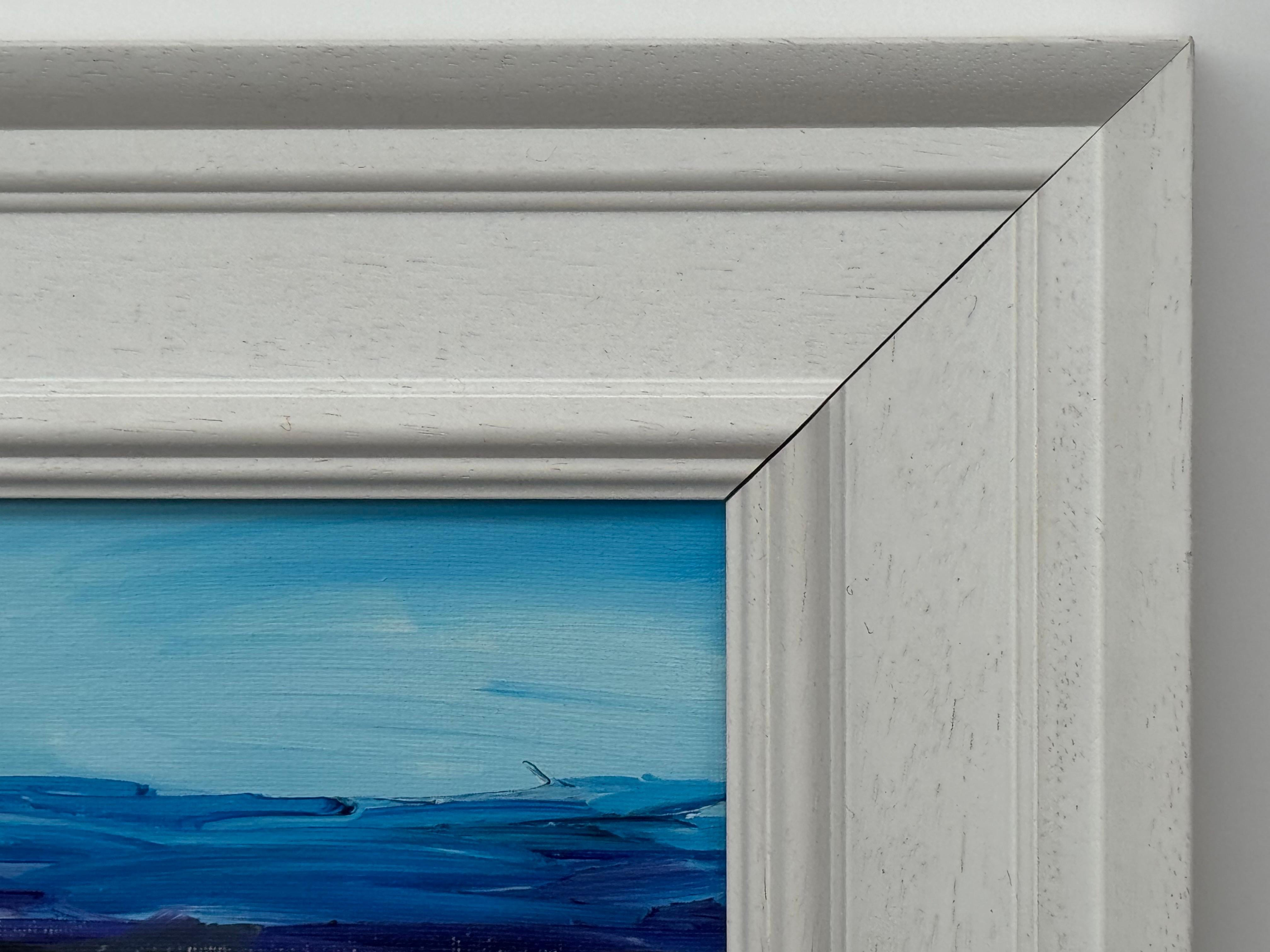 Cobalt Blue Seascape - Miniature Abstract Landscape Art Study by British Artist For Sale 3