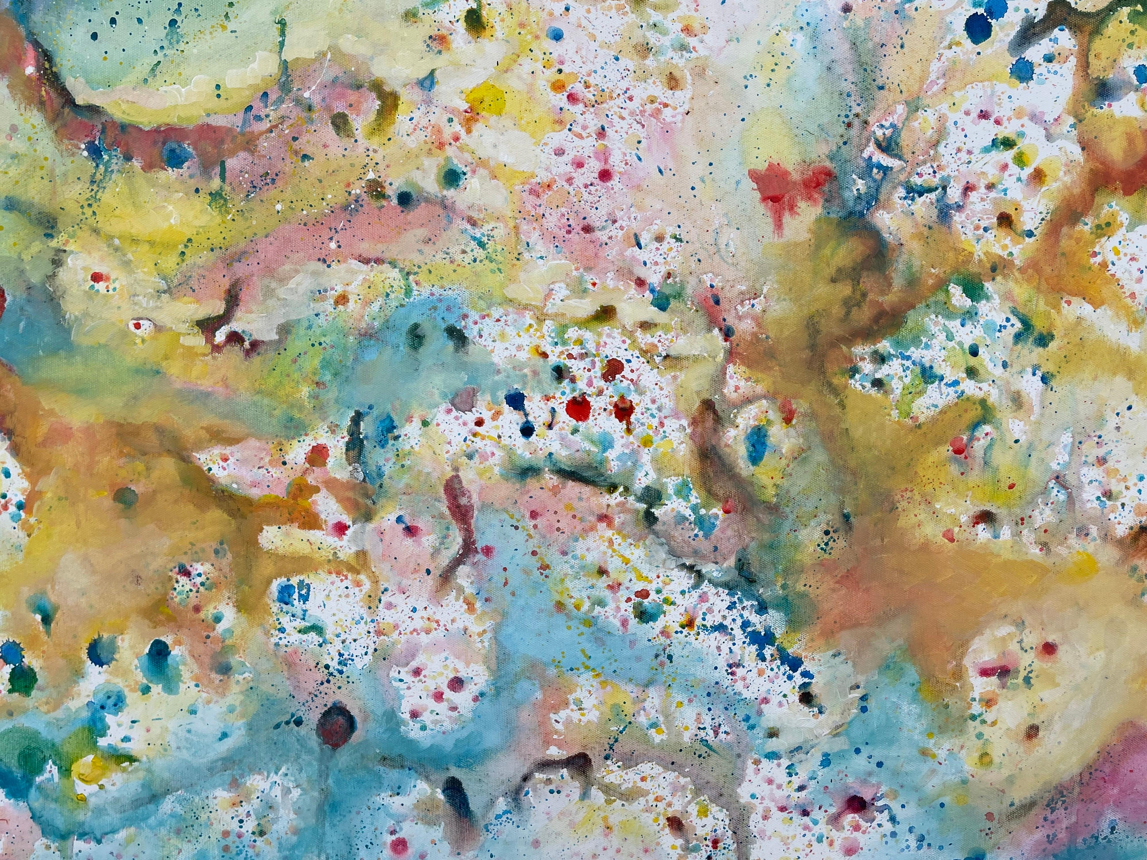 Grande opera d'arte astratta colorata su sfondo bianco di un artista britannico contemporaneo in vendita 7