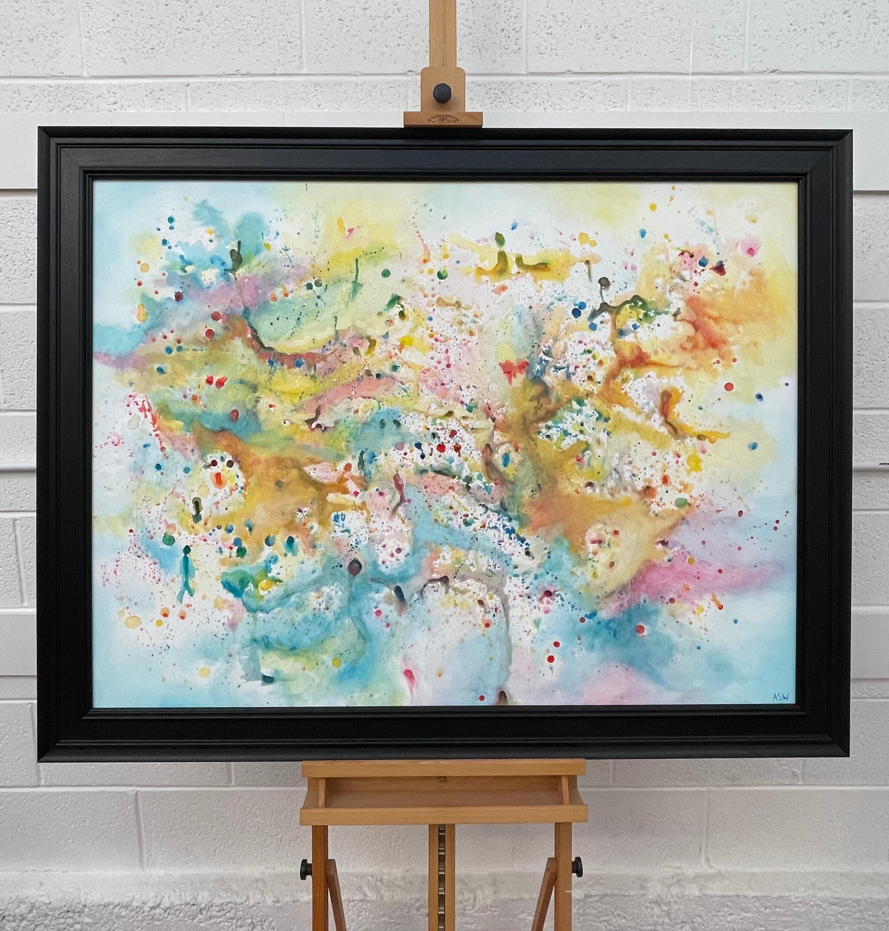 Light Colourful Abstract Art on White Background by Contemporary British Artist For Sale 17