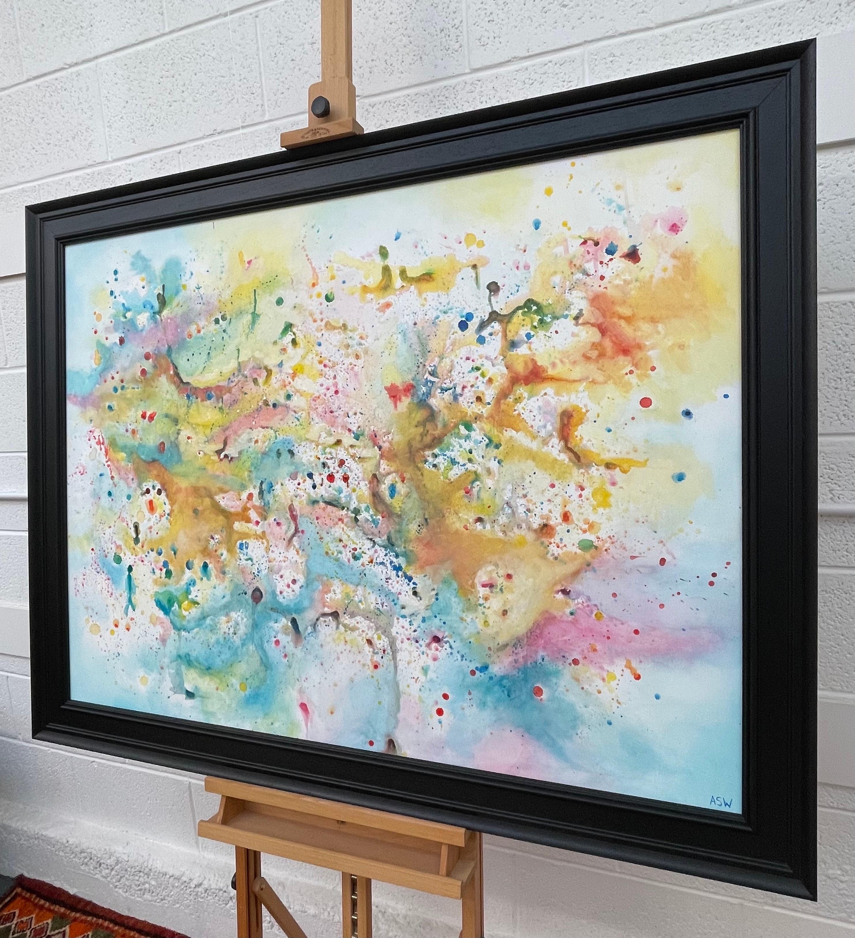 Light Colourful Abstract Art on White Background by Contemporary British Artist For Sale 3
