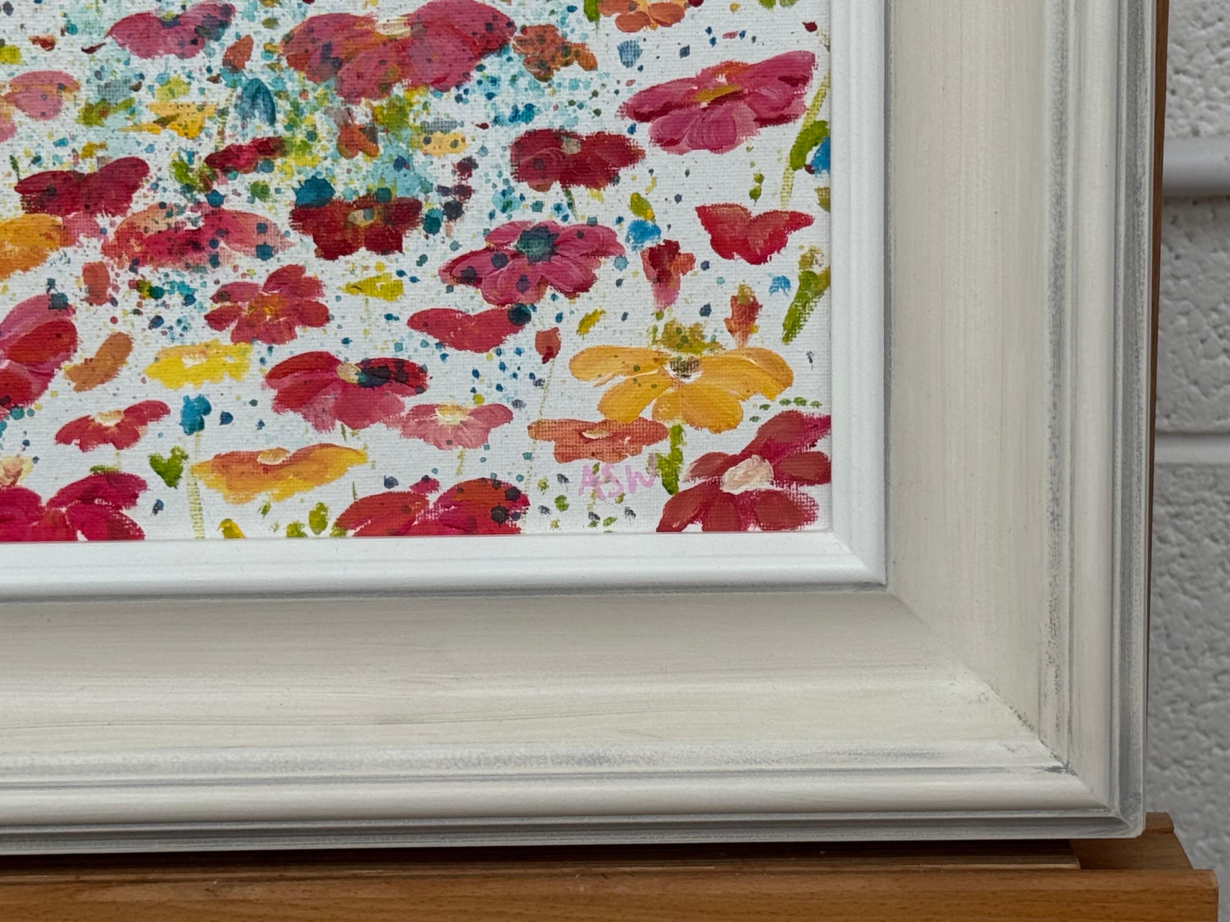 Colourful Abstract Flowers on White Background by Contemporary British Artist For Sale 5