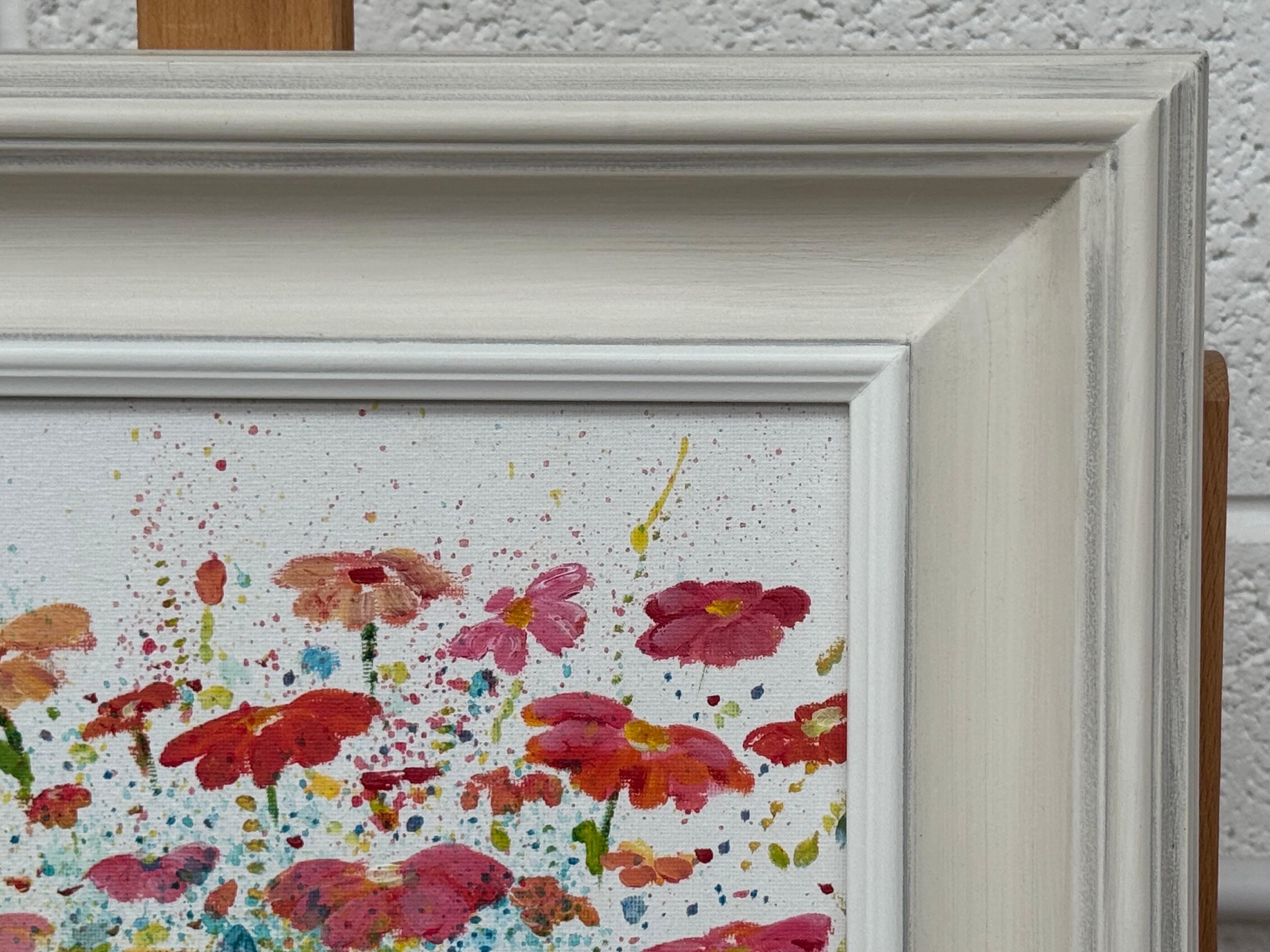 Colourful Abstract Flowers on White Background by Contemporary British Artist For Sale 6