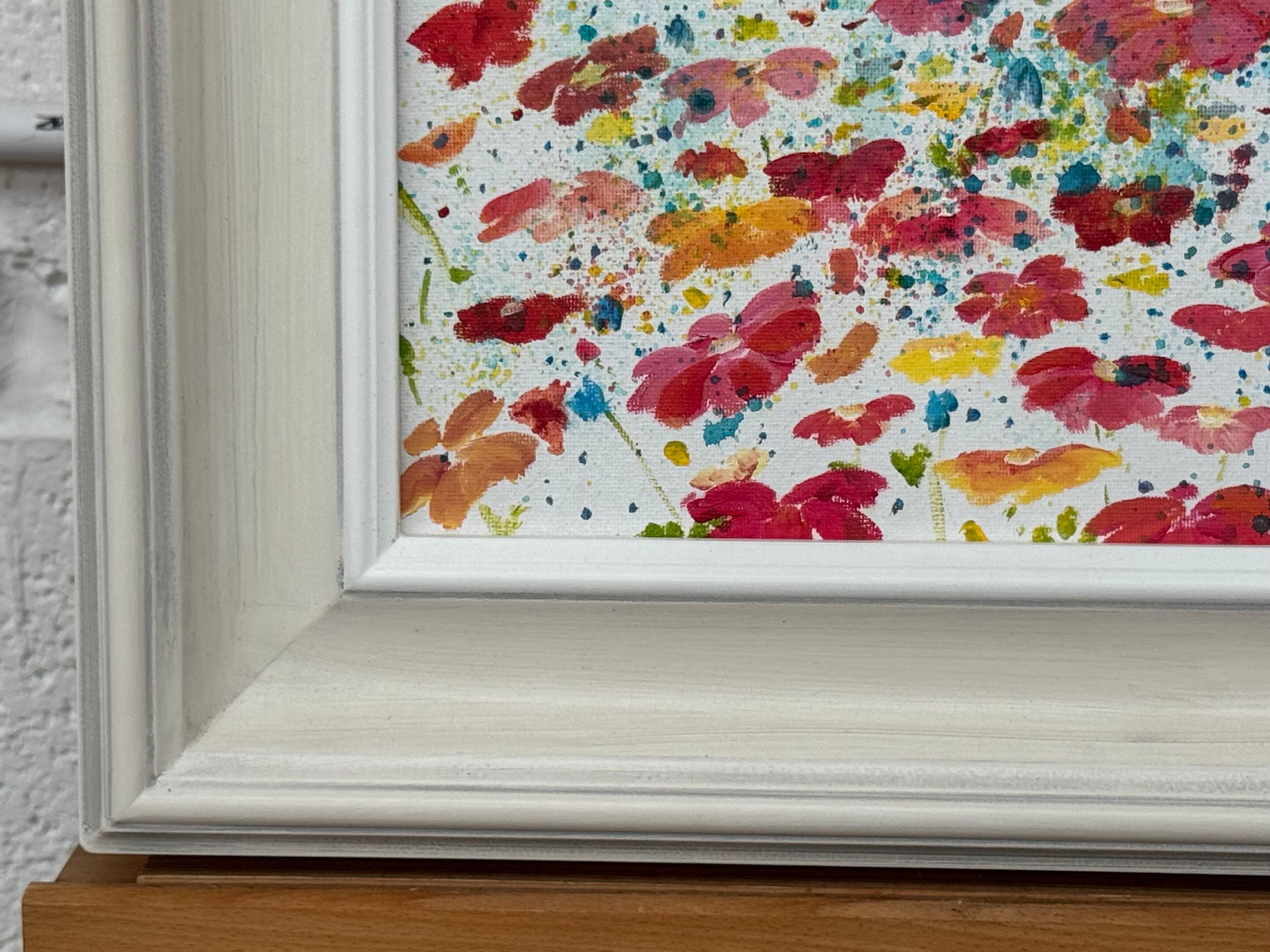 Colourful Abstract Flowers on White Background by Contemporary British Artist For Sale 2